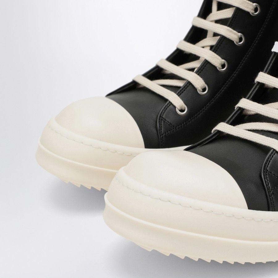 Rick Owens o1d2blof0724 High-Top Leather Trainers in Black & White Size US 7 / EU 40 - 5 Thumbnail