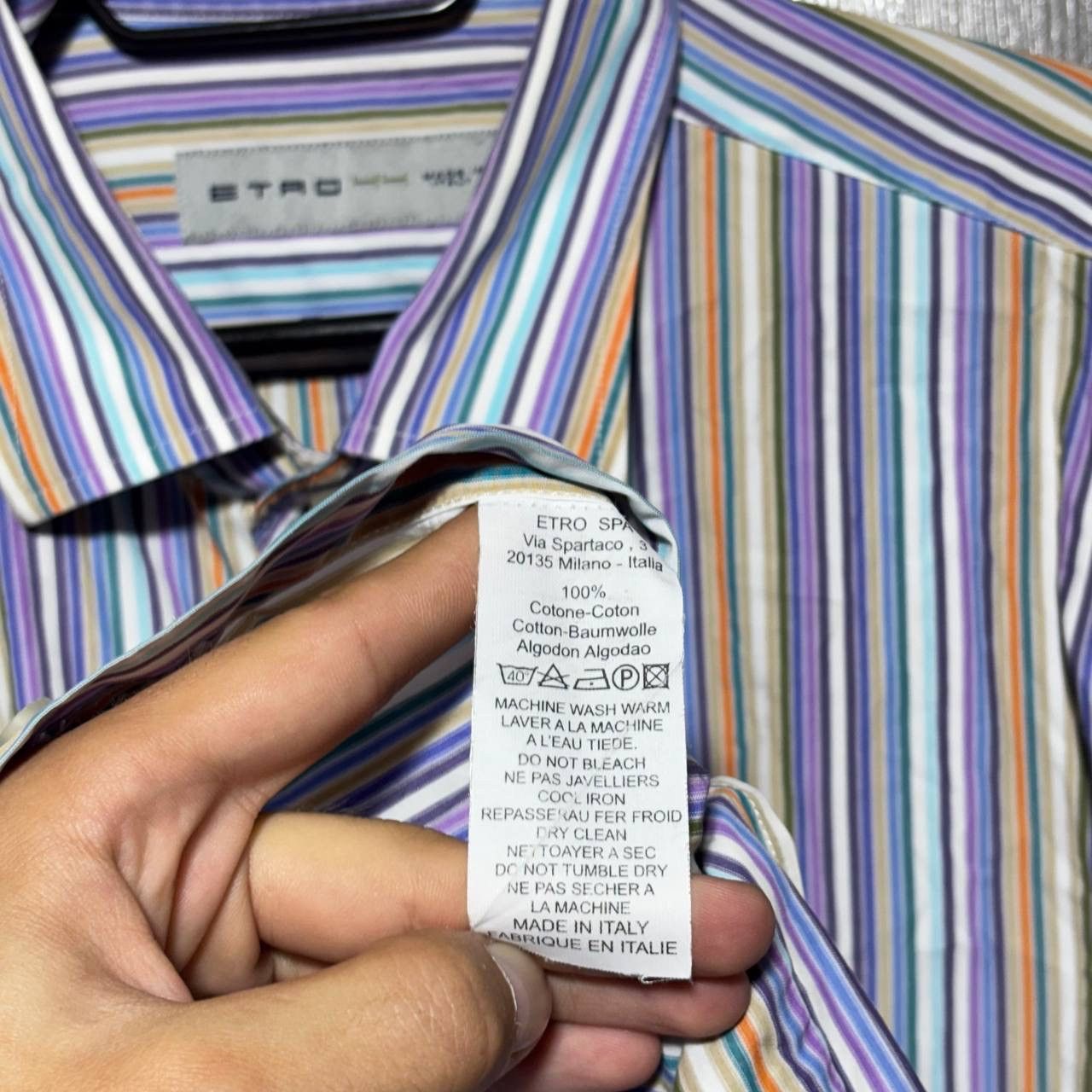 Etro Etro Milano Mens Multicolor Striped Long Sleeve Shirt Size US L / EU 52-54 / 3 - 5 Thumbnail