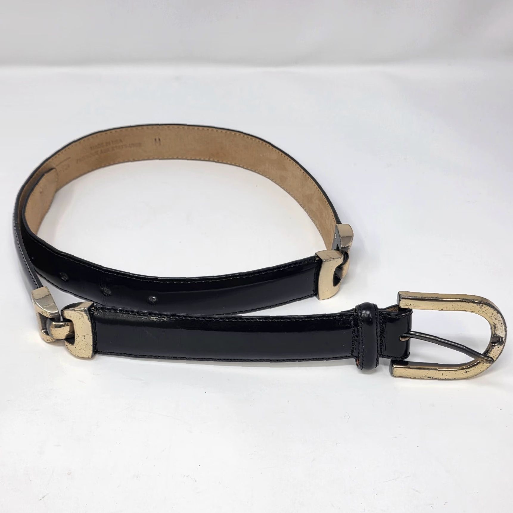 Talbots Talbots Belt Womens Medium Black Leather Swivel Joints Minimalist Classic Vintage USA Belt Size ONE SIZE - 5 Thumbnail