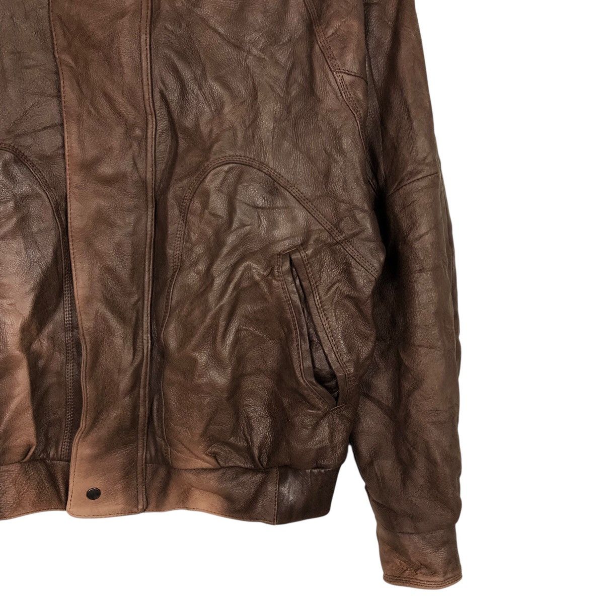 Japanese Brand Vintage Fly Bomber Leather Jacket Remy Blanket Issey Miyake Size US M / EU 48-50 / 2 - 6 Thumbnail