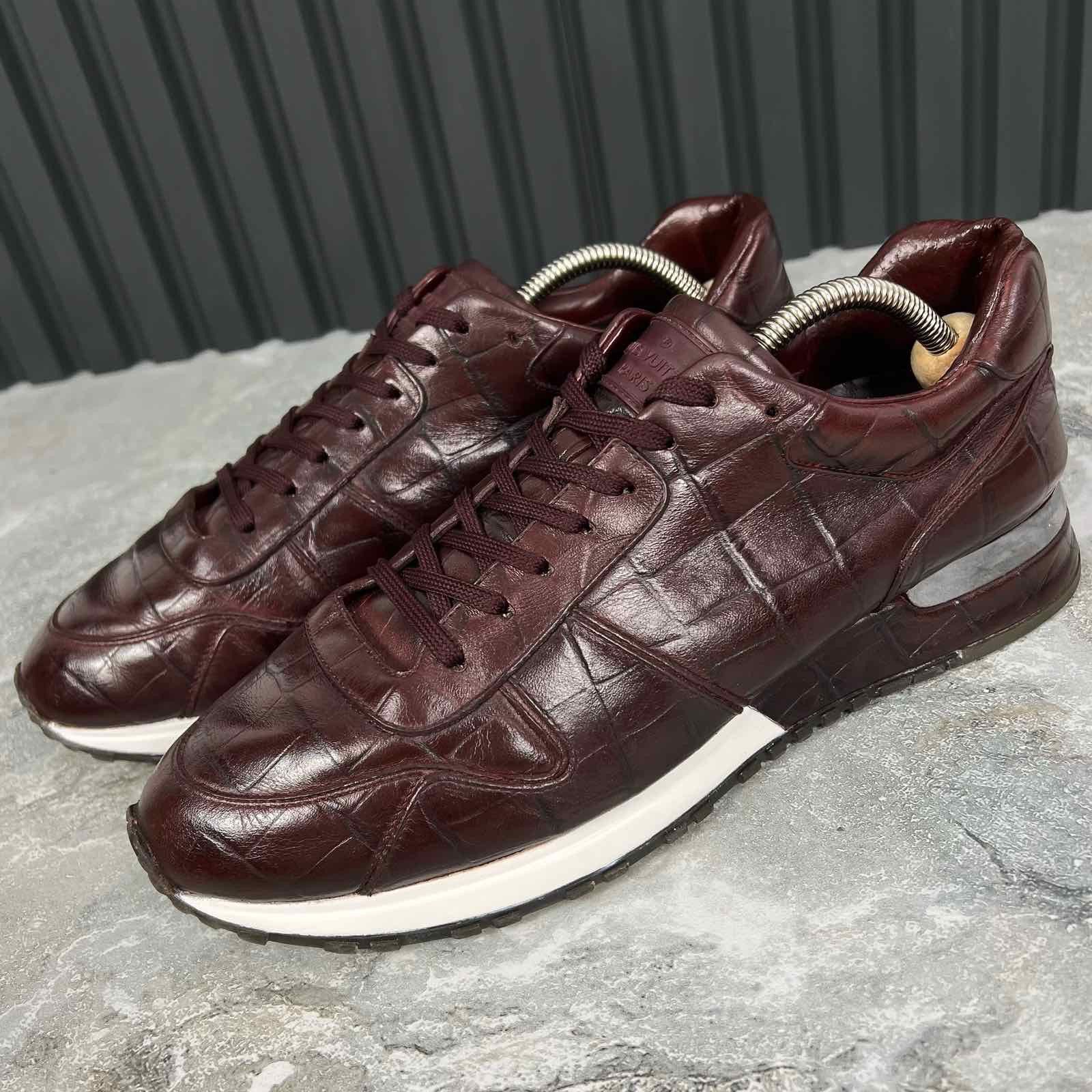 Louis Vuitton Run Away Sneakers Crocodile Embossed Leather 7.5 LV