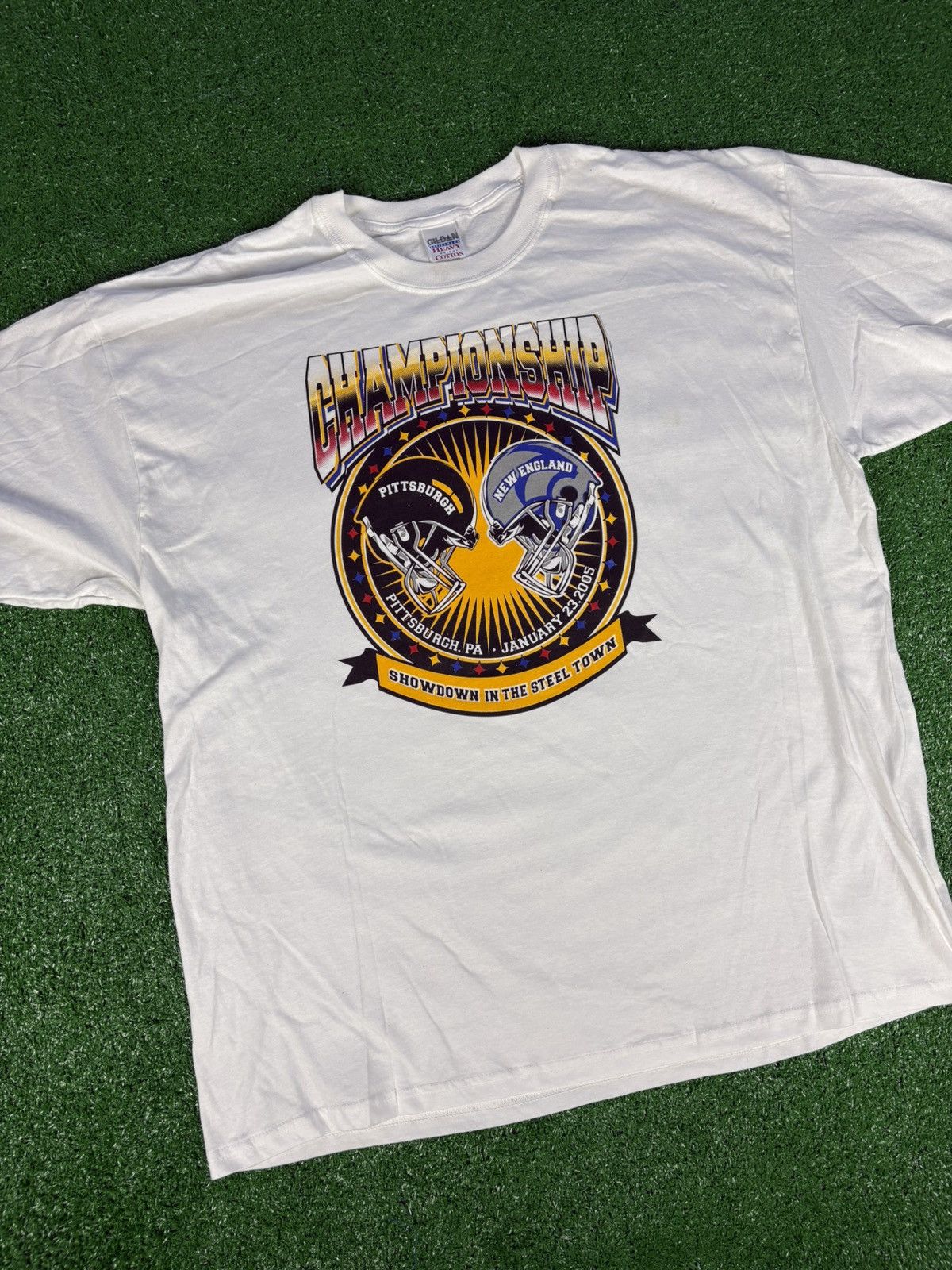 NFL × Vintage Vintage 2005 Steelers vs Patriots Champions Tshirt Size US XXL / EU 58 / 5 - 1 Thumbnail