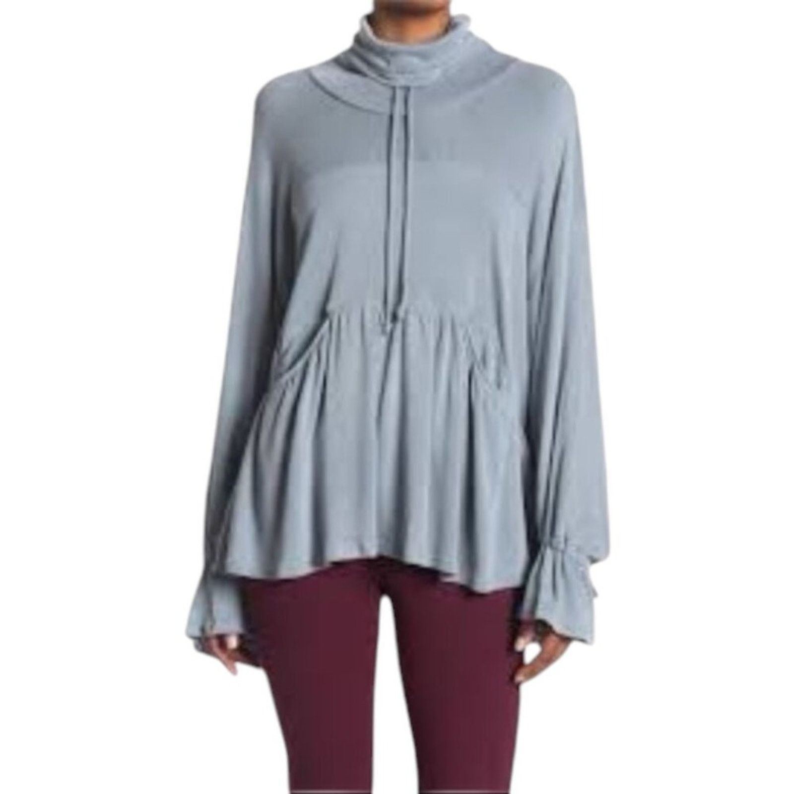 Free People Free People Early Riser Funnel Neck Sweater Dusty Blue Small Size S / US 4 / IT 40 - 1 Thumbnail