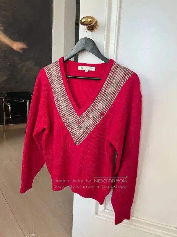 Dior Dior Red Women's Sweater with V. Size M / US 6-8 / IT 42-44 - 1 Thumbnail