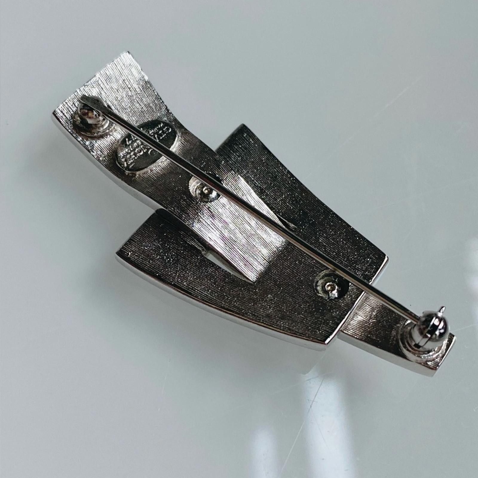 Givenchy 70s VTG GIVENCHY Pave Swarovski Crystal Silver Buckle Brooch Size ONE SIZE - 2 Thumbnail
