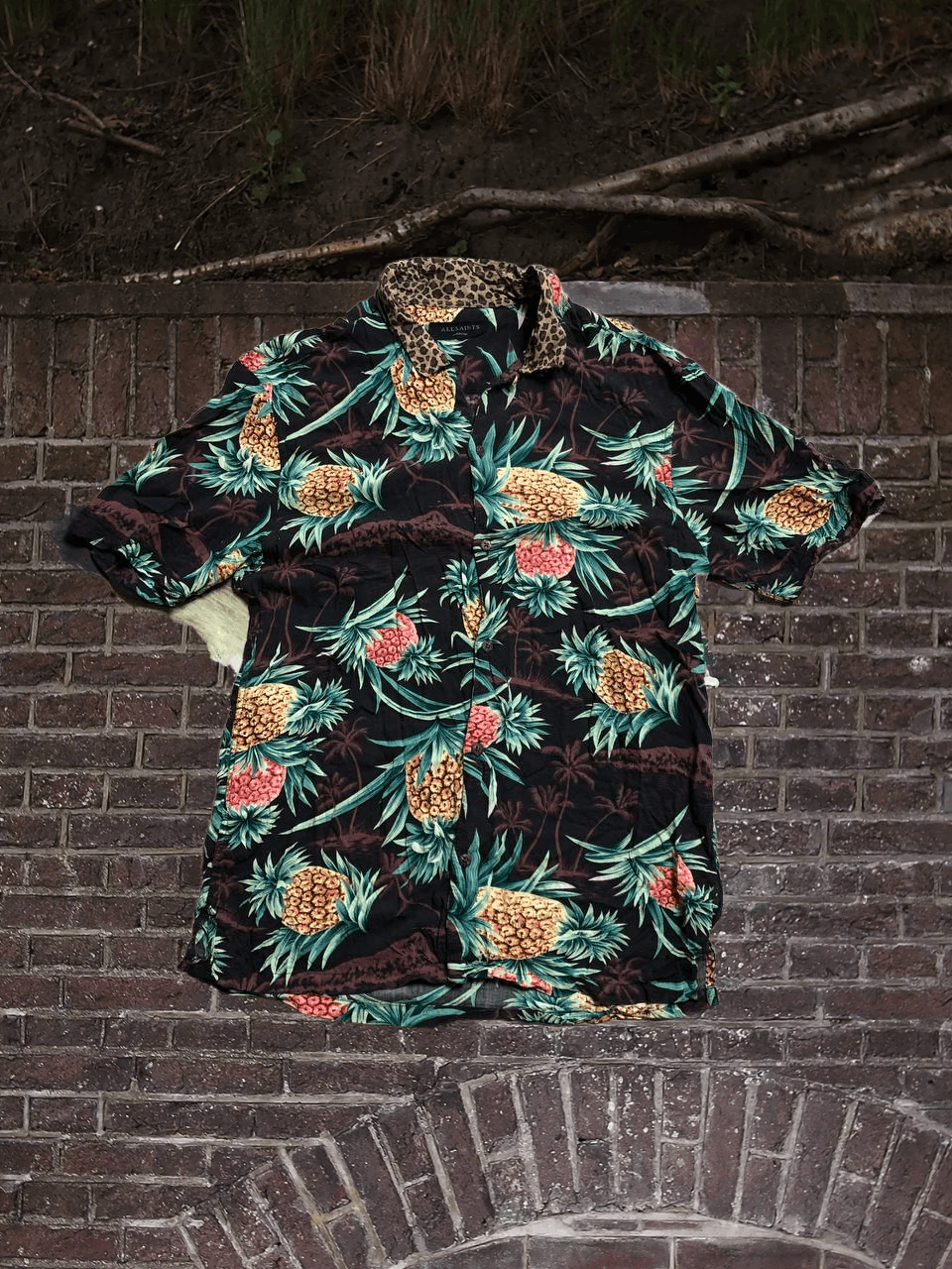 Allsaints Dark Hawaiian Shirt Vintage Floral Hawaiian Casual Shirt Size US M / EU 48-50 / 2 - 1 Thumbnail