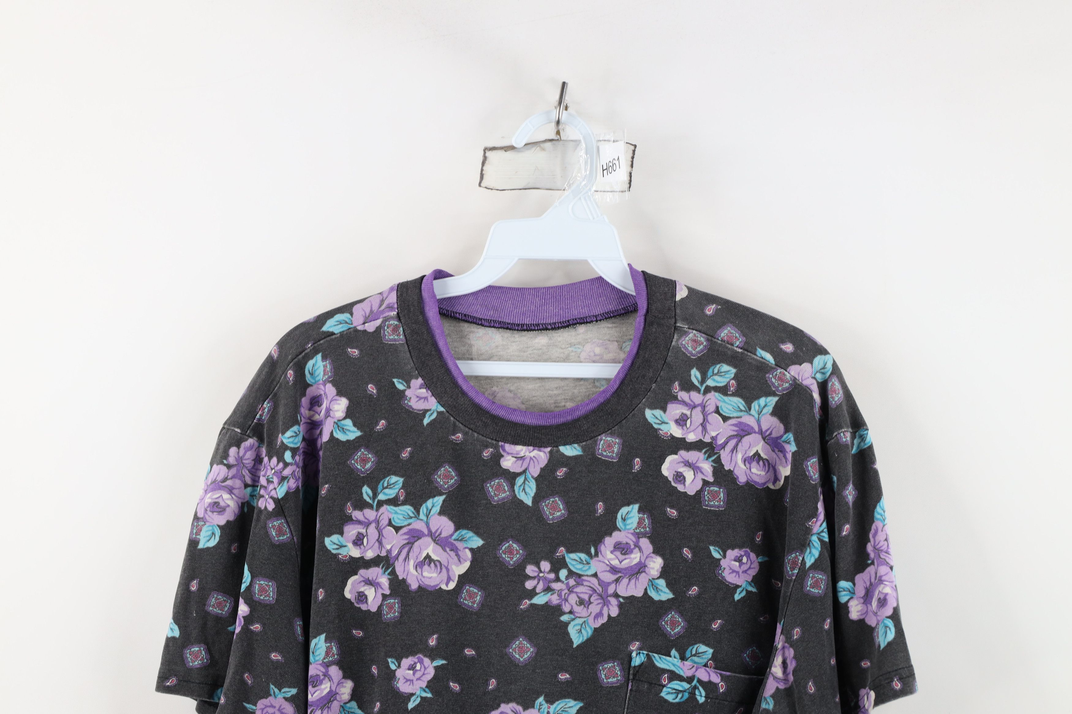 Vintage Vintage 90s Streetwear Flower All Over Print Pocket T-Shirt Size XL / US 12-14 / IT 48-50 - 2 Thumbnail