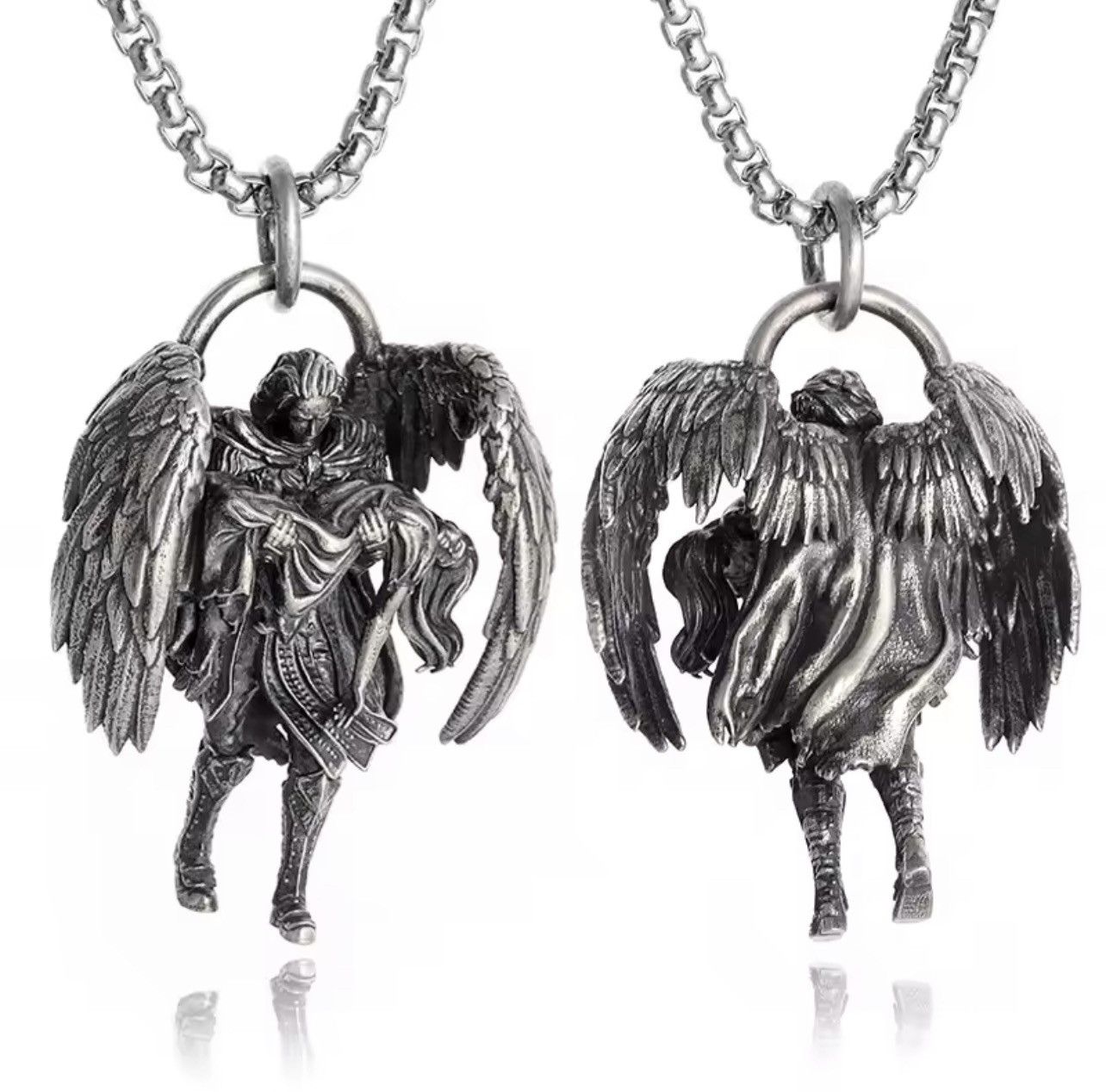 Jewelry Archangel Wing Necklace in Silver, Men's