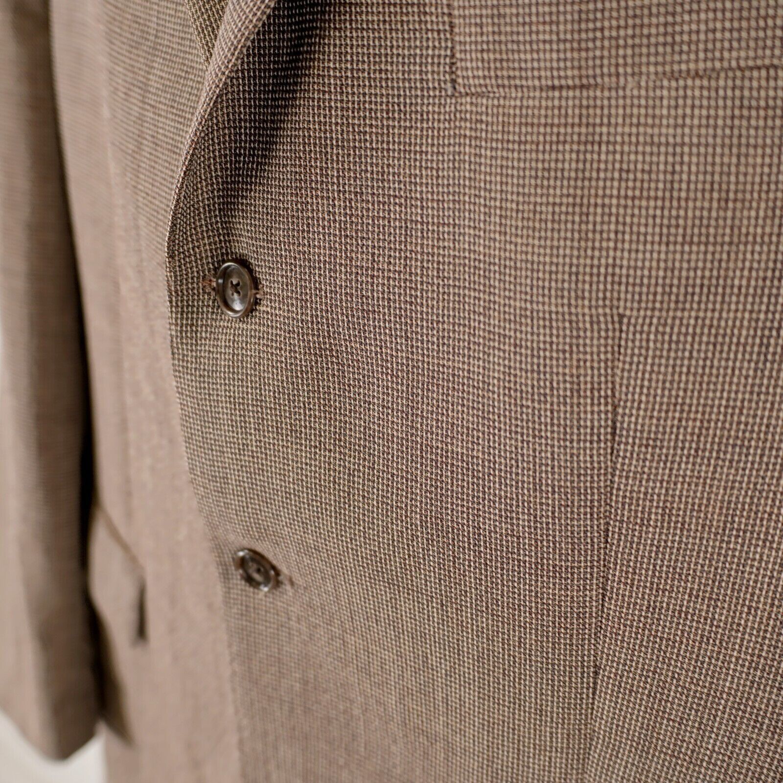 Calvin Klein Calvin Klein Brown Cream Gray Check Textured Wool Blend 3 Bu Size 44R - 3 Thumbnail