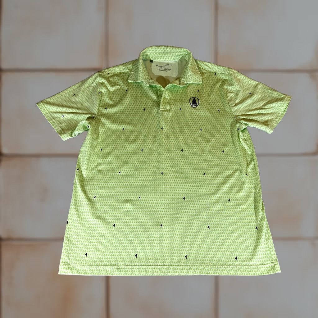 Under Armour Under Armour Polo Shirt Mens Large Green Golf Playoff Pin Flag AOP Print Stretch Size US L / EU 52-54 / 3 - 1 Thumbnail