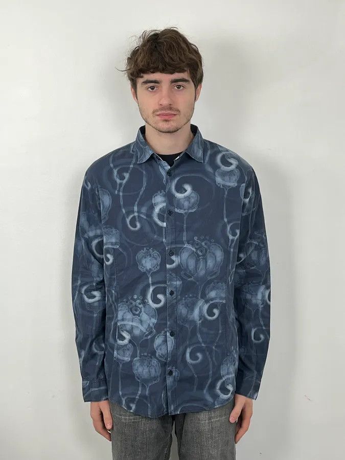 Armani 2000s Armani Black Obscure Monster Asian Shirt Size US M / EU 48-50 / 2 - 2 Thumbnail