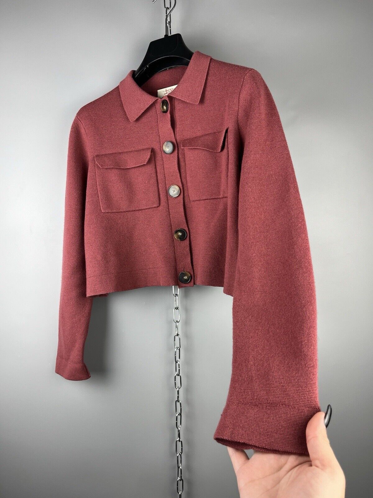 Sezane Sezane Womens Merino Wool Cropped Blazer Jacket Size XS / US 0-2 / IT 36-38 - 8 Thumbnail
