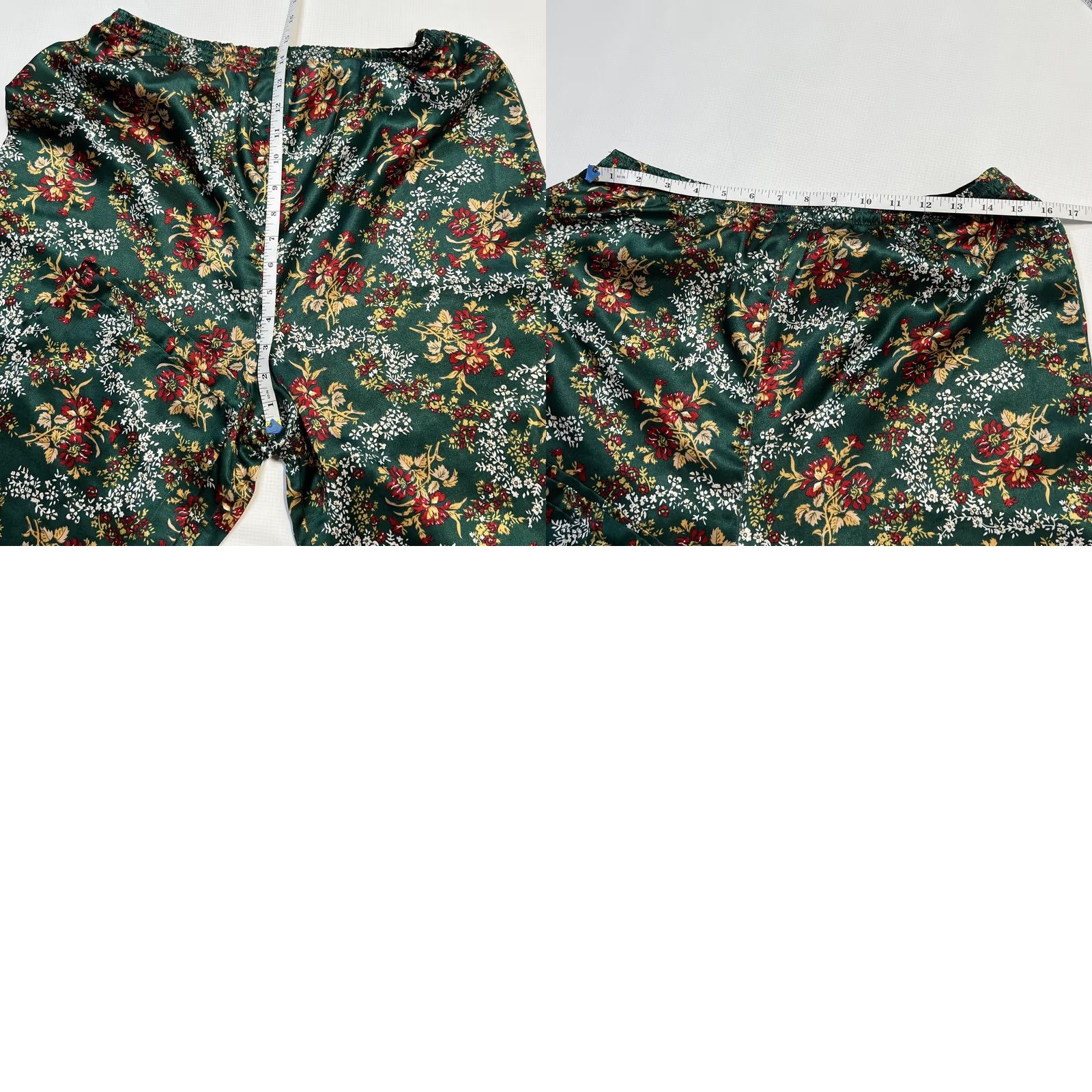 Victoria's Secret VINTAGE Victoria's Secret Pajama Set Womens Small Green Floral Quilted Satin 90s Size ONE SIZE - 9 Thumbnail