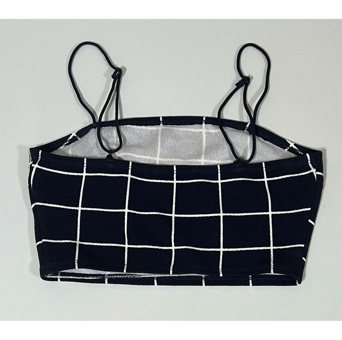 Japanese Brand Navy Blue Checkered Grid Tank Crop Top Shirt Blouse Size XS🤍 Size XS / US 0-2 / IT 36-38 - 3 Thumbnail
