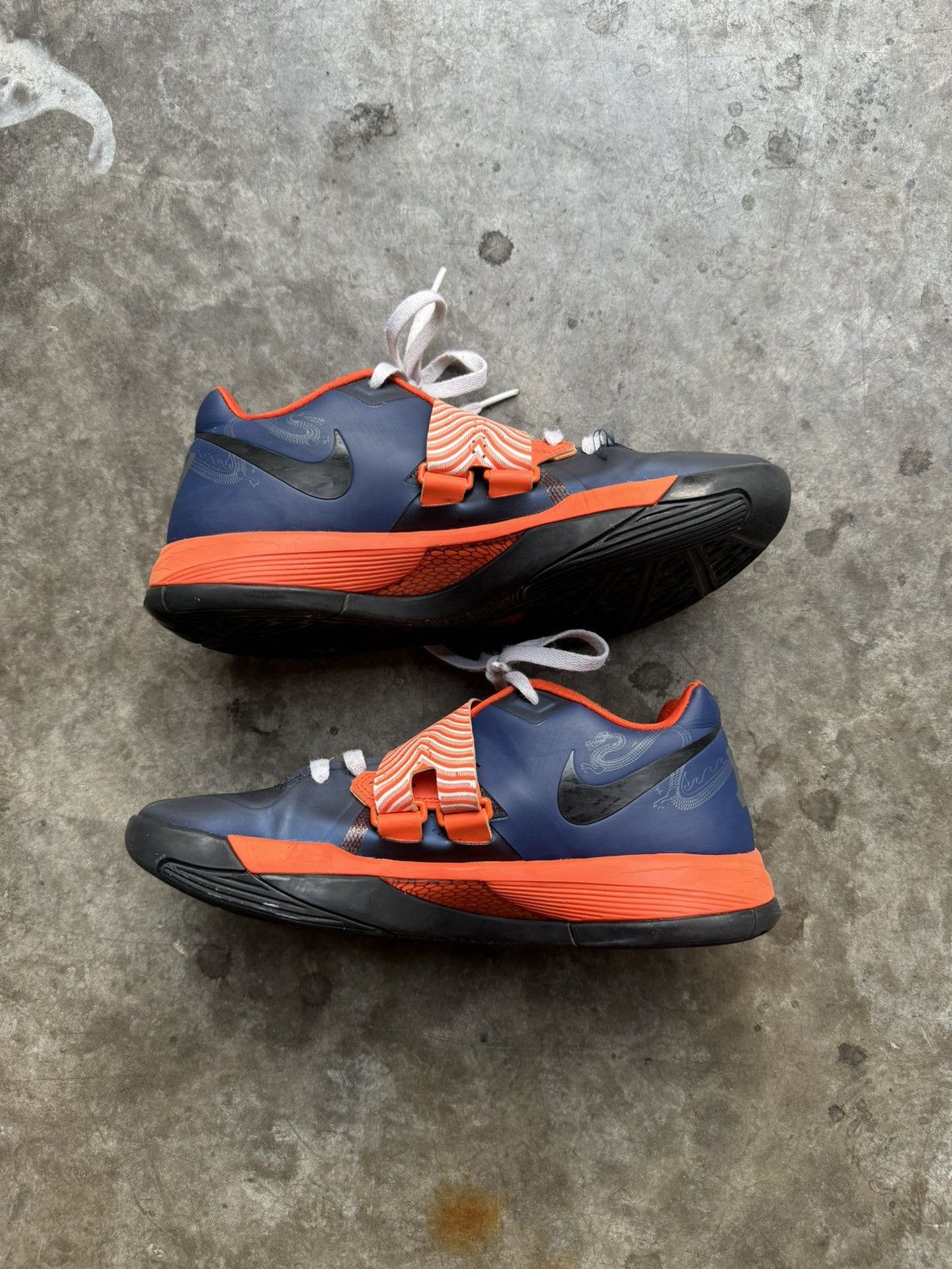 Nike Custom Nike ID KD 4 Customs w/ Dragon Orange and Navy Size US 8.5 / EU 41-42 - 3 Thumbnail