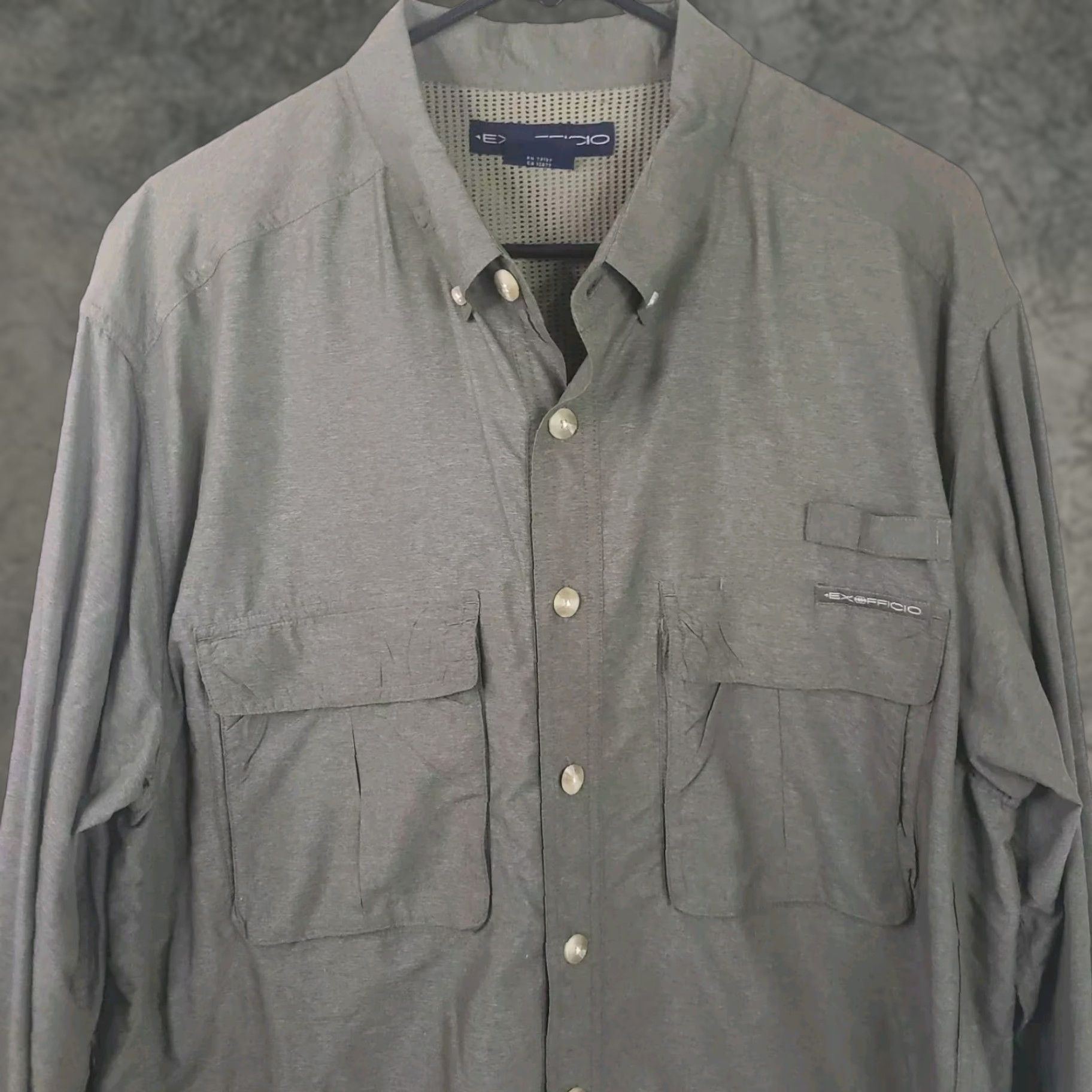 ExOfficio VINTAGE Exofficio Shirt Mens L Green Nylon Polyester Button-Up Long Sleeve Size US L / EU 52-54 / 3 - 1 Thumbnail