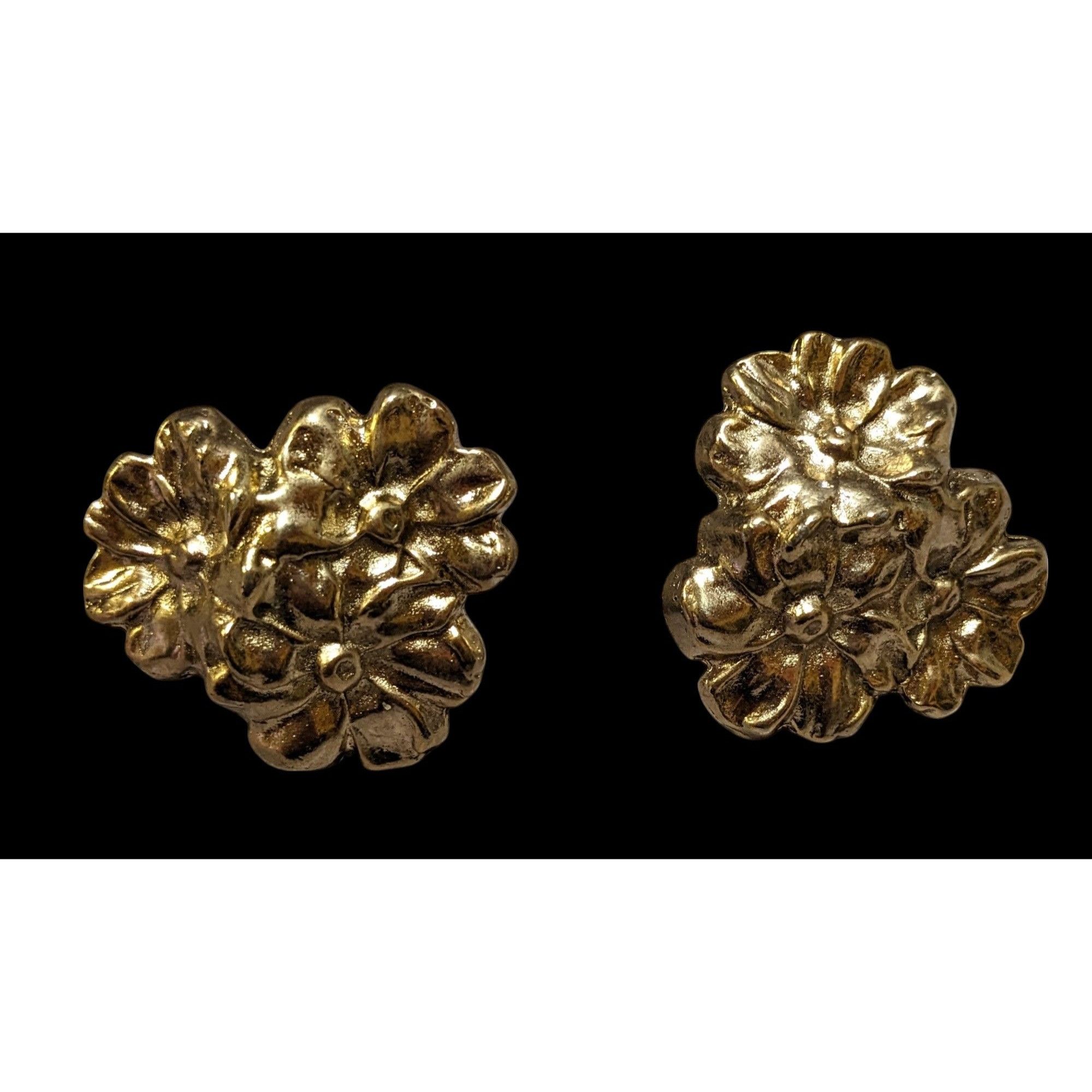 Other Vintage Cottagecore Large Floral Gold Tone Pins (2) Size ONE SIZE - 1 Thumbnail