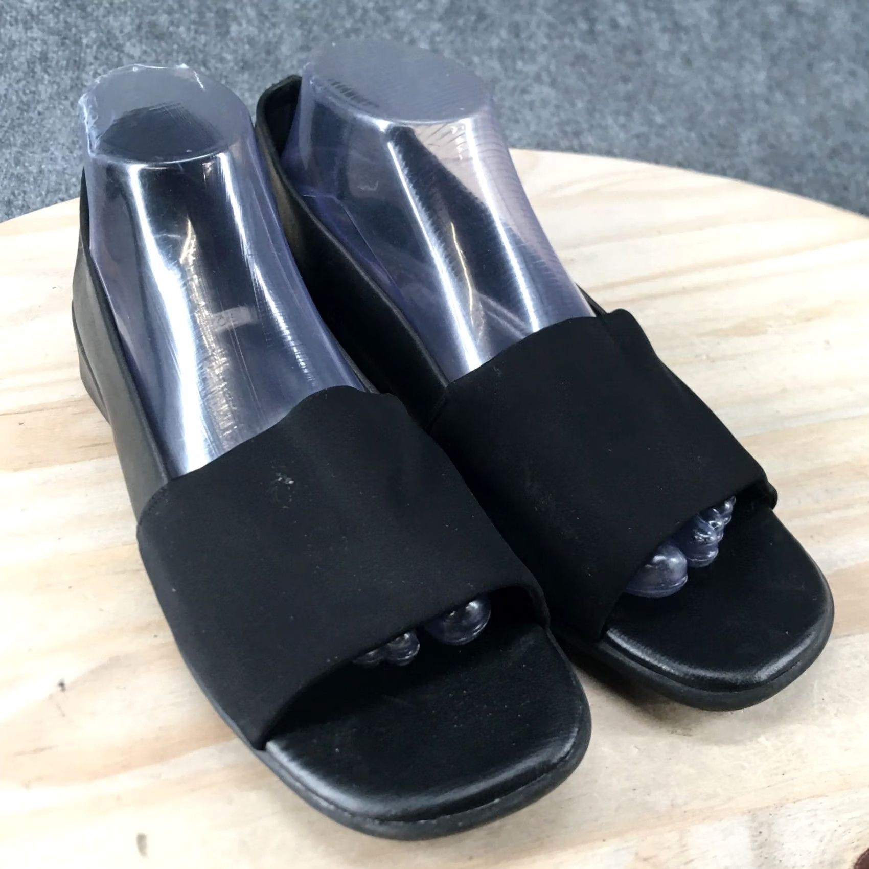 Cherokee Cherokee Sandals Womens 10 Casual Open Toe Slip Ons Wedge Black Leather Comfort Size US 10 / IT 40 - 3 Thumbnail