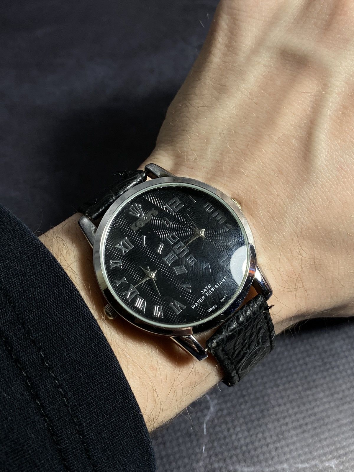 Vintage Black Roman Numeral Dual Dial Watch – Classic & Sleek✨ Size ONE SIZE - 5 Thumbnail