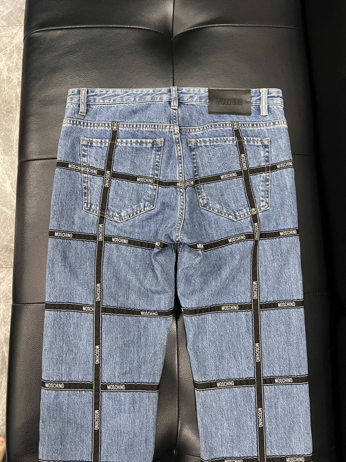 Moschino Moschino by Jeremy Scott SS15 Runway Logo Tape Panel Jeans Size US 32 / EU 48 - 6 Thumbnail