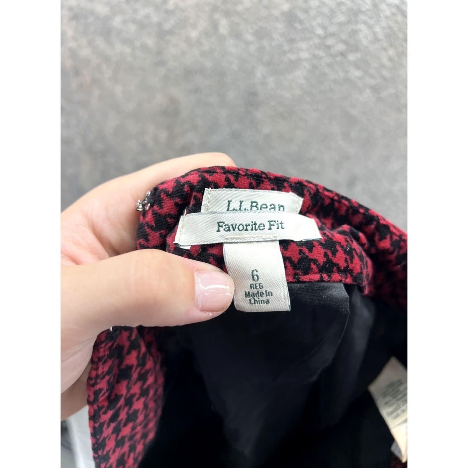 Vintage L.L.Bean Skirt Womens 6 Red Houndstooth Tweed Pencil Lined Stretch Pockets Size 28" / US 6 / IT 42 - 2 Thumbnail