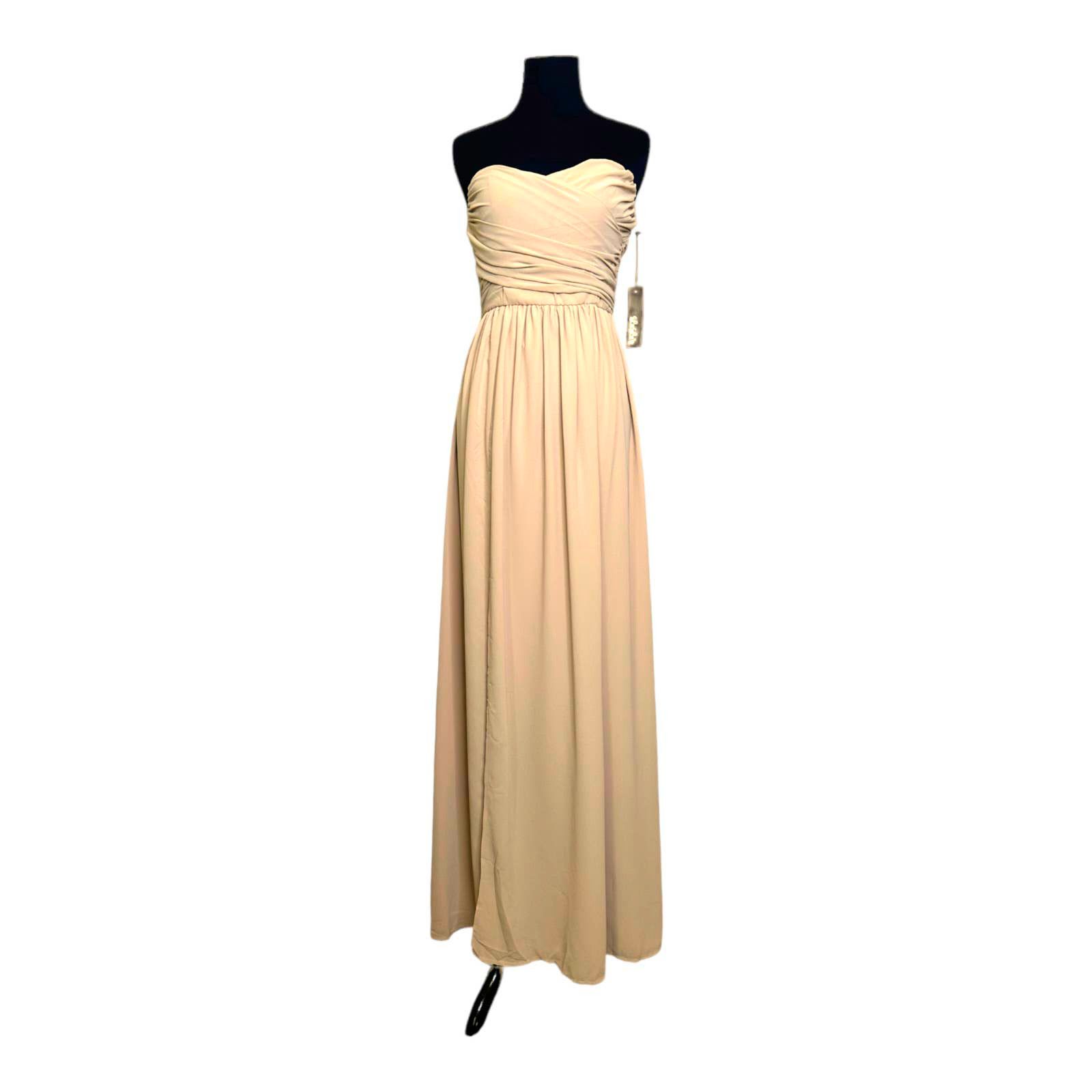 Lululemon Lulu's Moonlight Serenade Beige Strapless Maxi Dress size L Size L / US 10 / IT 46 - 13 Thumbnail