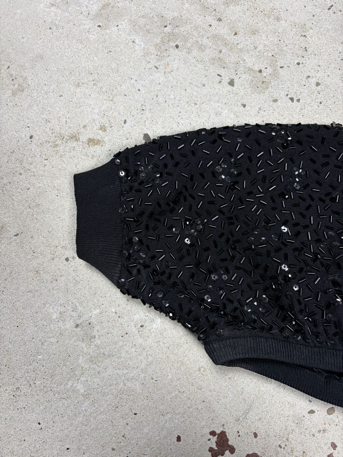 Dolce & Gabbana SS 1999 Dolce & Gabbana Runway Beaded Black Ultra Crop Top Size M / US 6-8 / IT 42-44 - 4 Thumbnail