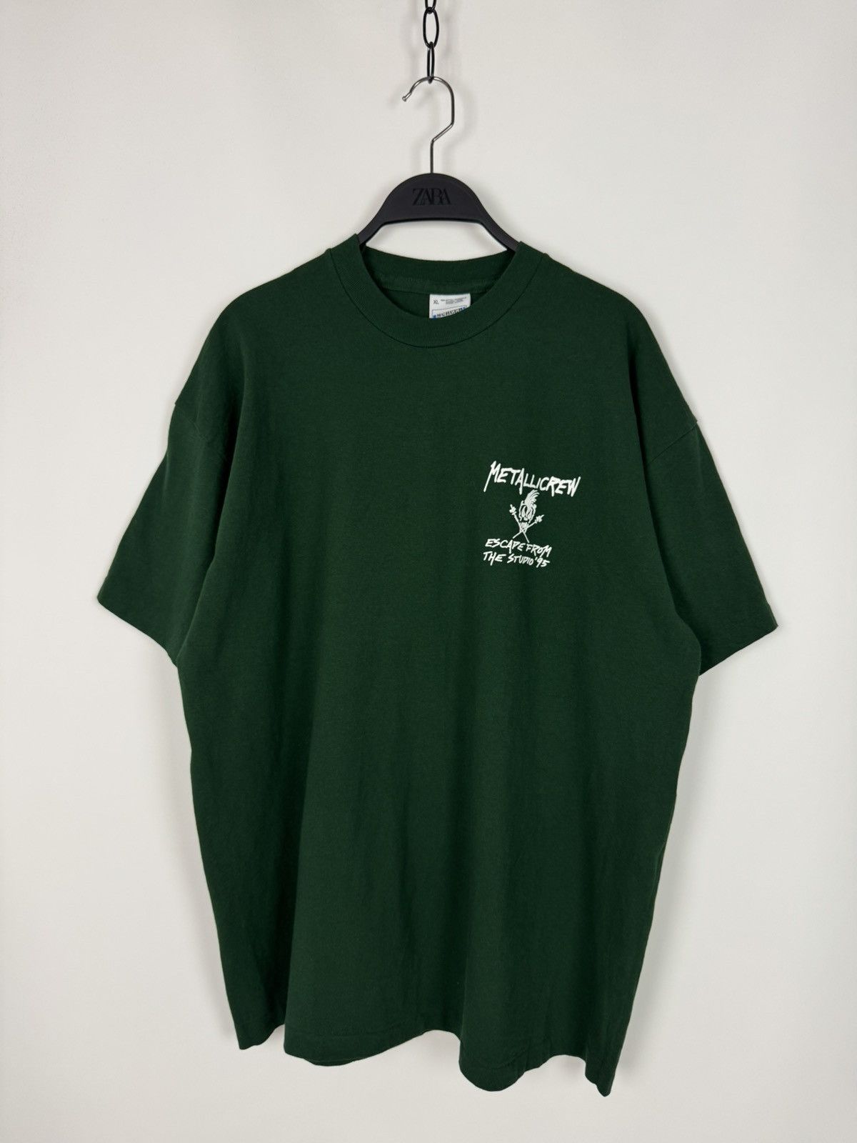 Band Tees × Vintage 1995 Vintage Metallica Crew Single Stitch Green T-Shirt Size US XL / EU 56 / 4 - 1 Thumbnail