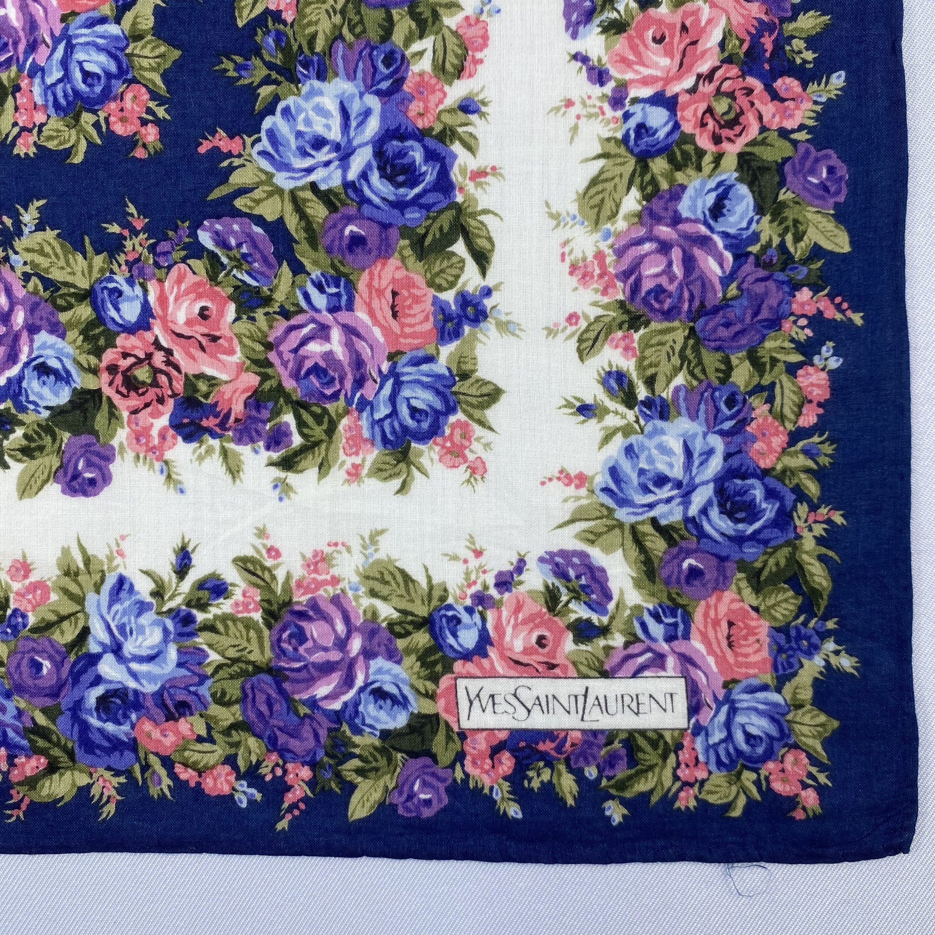 Vintage Vintage Yves Saint Laurent Royal Rose Cotton Handkerchief Size ONE SIZE - 3 Thumbnail
