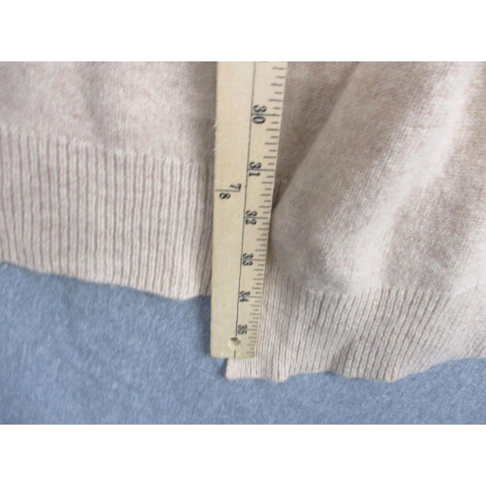 Vintage Mark And Graham Cardigan Womens Large Beige Knit Lambswool Open Front Pockets Size L / US 10 / IT 46 - 4 Thumbnail
