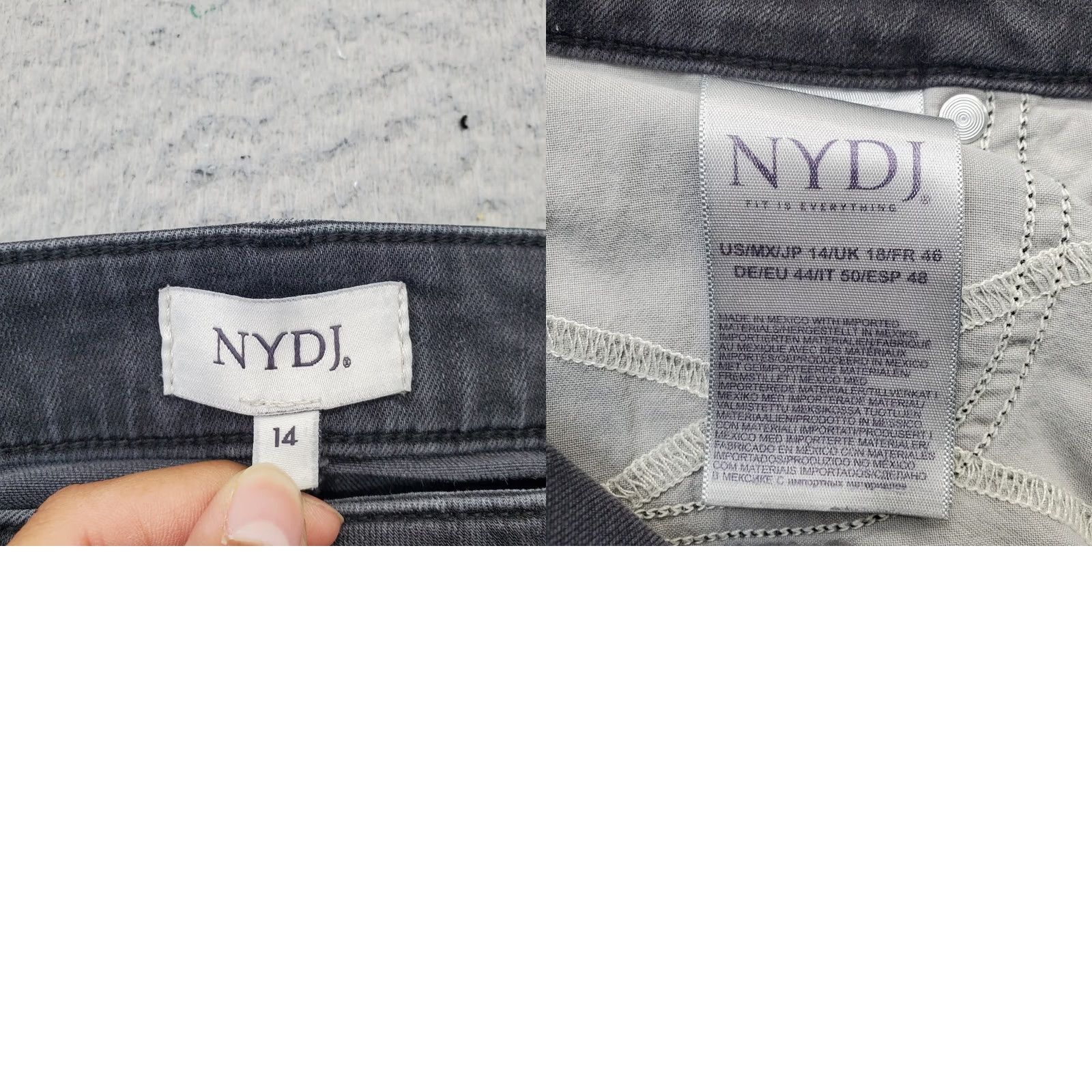 NYDJ NYDJ Womens 14 Black Denim Dark Wash 5-Pocket Straight Leg Jeans Streetwear Denim Jeans Size 36" / US 14 / IT 50 - 8 Thumbnail