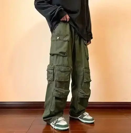 Japanese Brand Cargo Pants Green- Korean Streetwear Style Pants Size US 30 / EU 46 - 2 Thumbnail