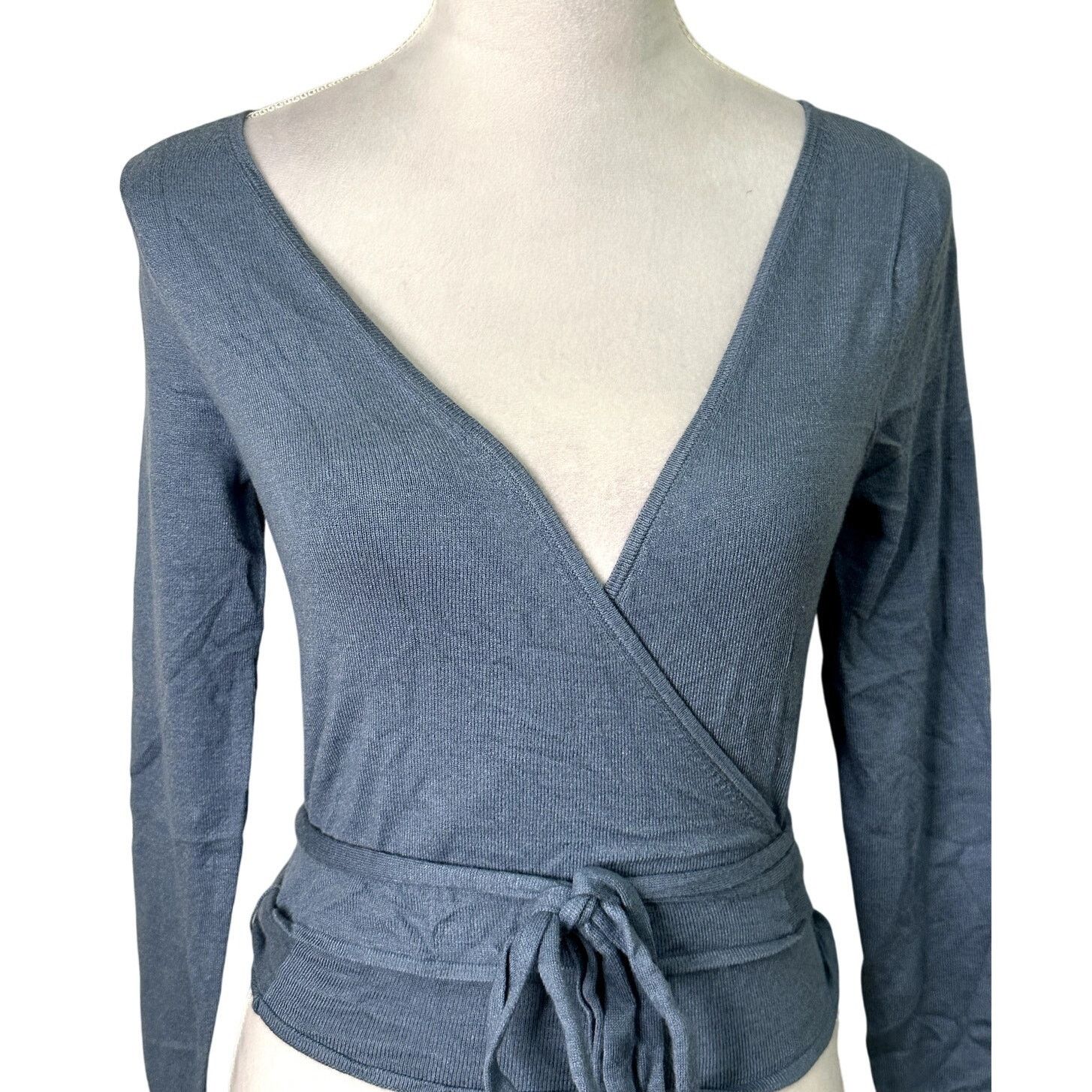 Other Open Edit Sweater Long Sleeves Wrap Tie Blue Women's XXS NWT Size XXS / US 00 / IT 34 - 3 Thumbnail