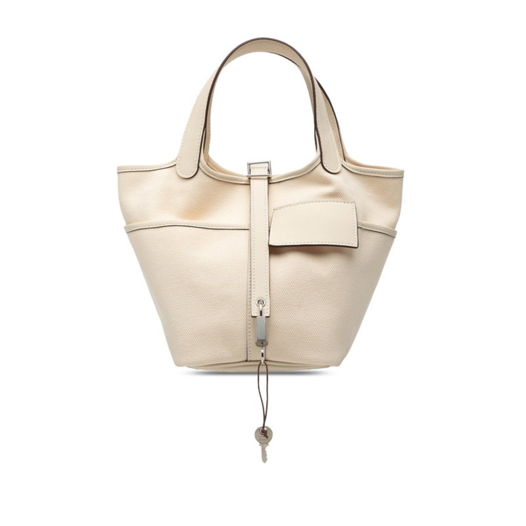 Hermes Hermes Picotin Lock PM Cargo Handbag, Nata White, Veau Swift Leather, Toile H, Women's. Size ONE SIZE - 1 Thumbnail