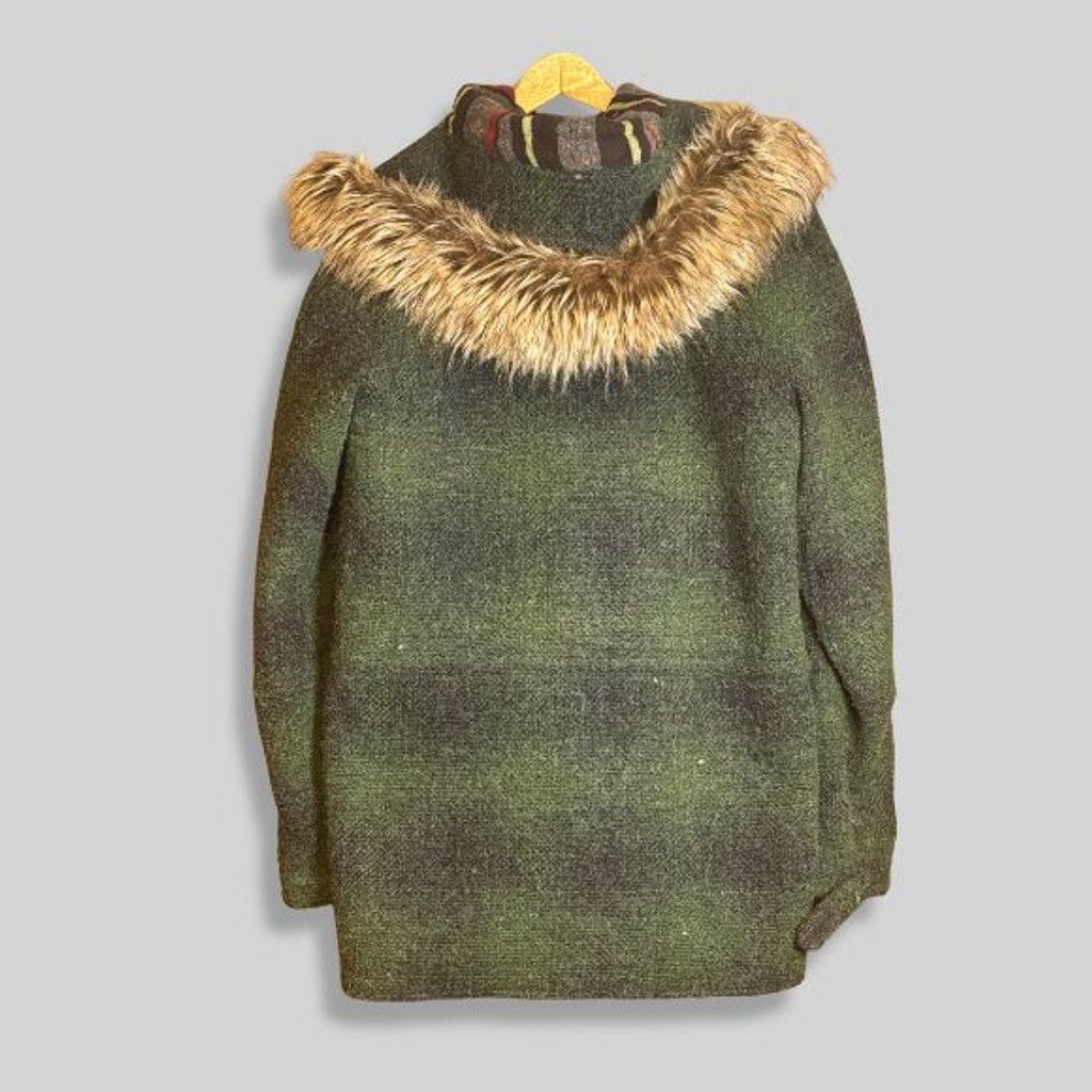 The Unbranded Brand Artisan de Luxe Toggle Coat Faux Fur Hood Green M Size US M / EU 48-50 / 2 - 3 Thumbnail