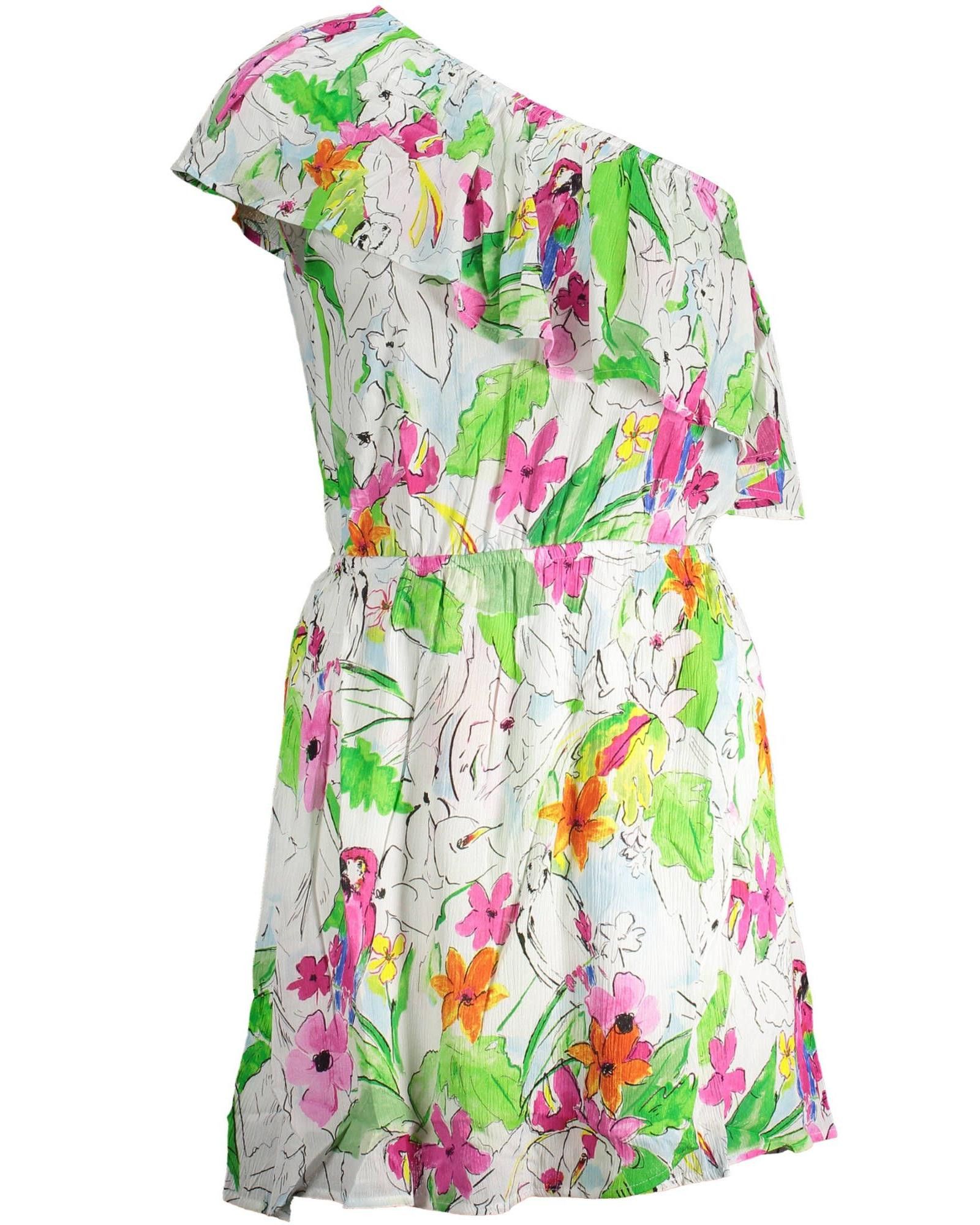 image of Desigual One Shoulder Viscose Dress in White, Women's (Size XL)