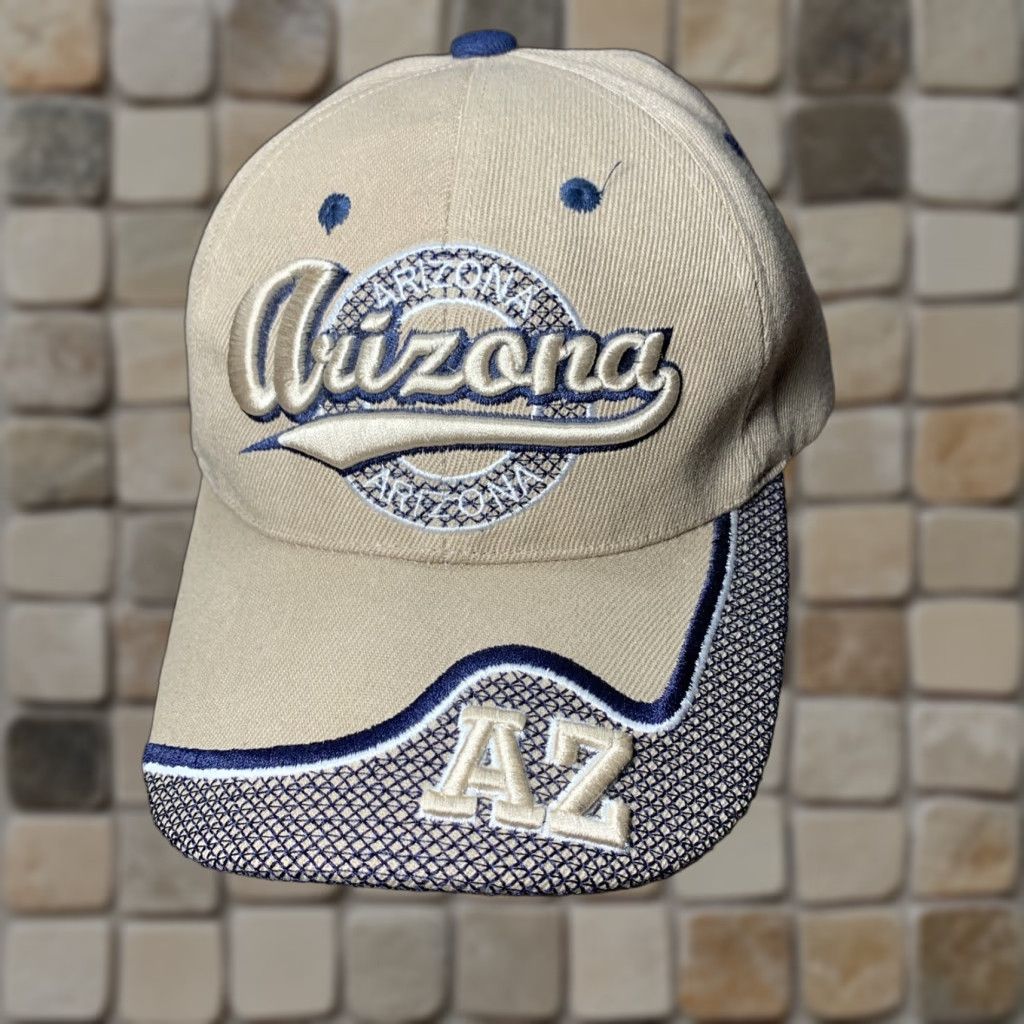 Vintage Arizona Cap Hat Tan Raised Letters Embroidered Hook Loop Adjustable - Men One Size Brown Baseball Cap Size ONE SIZE - 1 Thumbnail