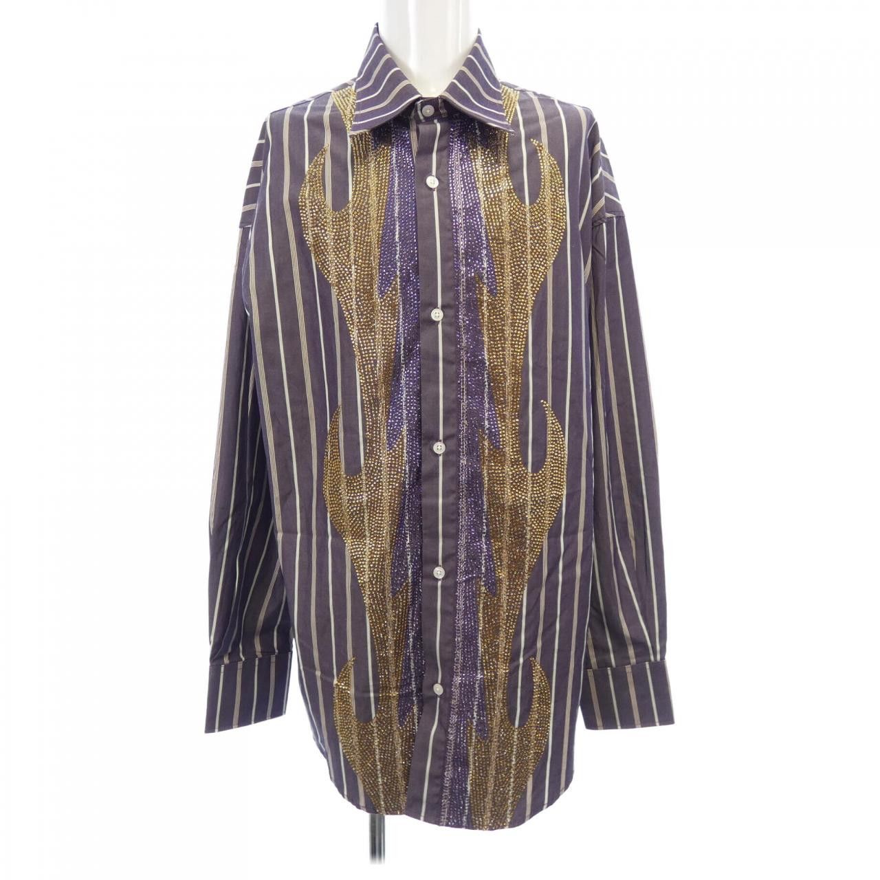Other Other BLUE MARBLE Stripe Shirt Cotton Dress Shirt DUTY FREE for USA Size ONE SIZE - 1 Thumbnail