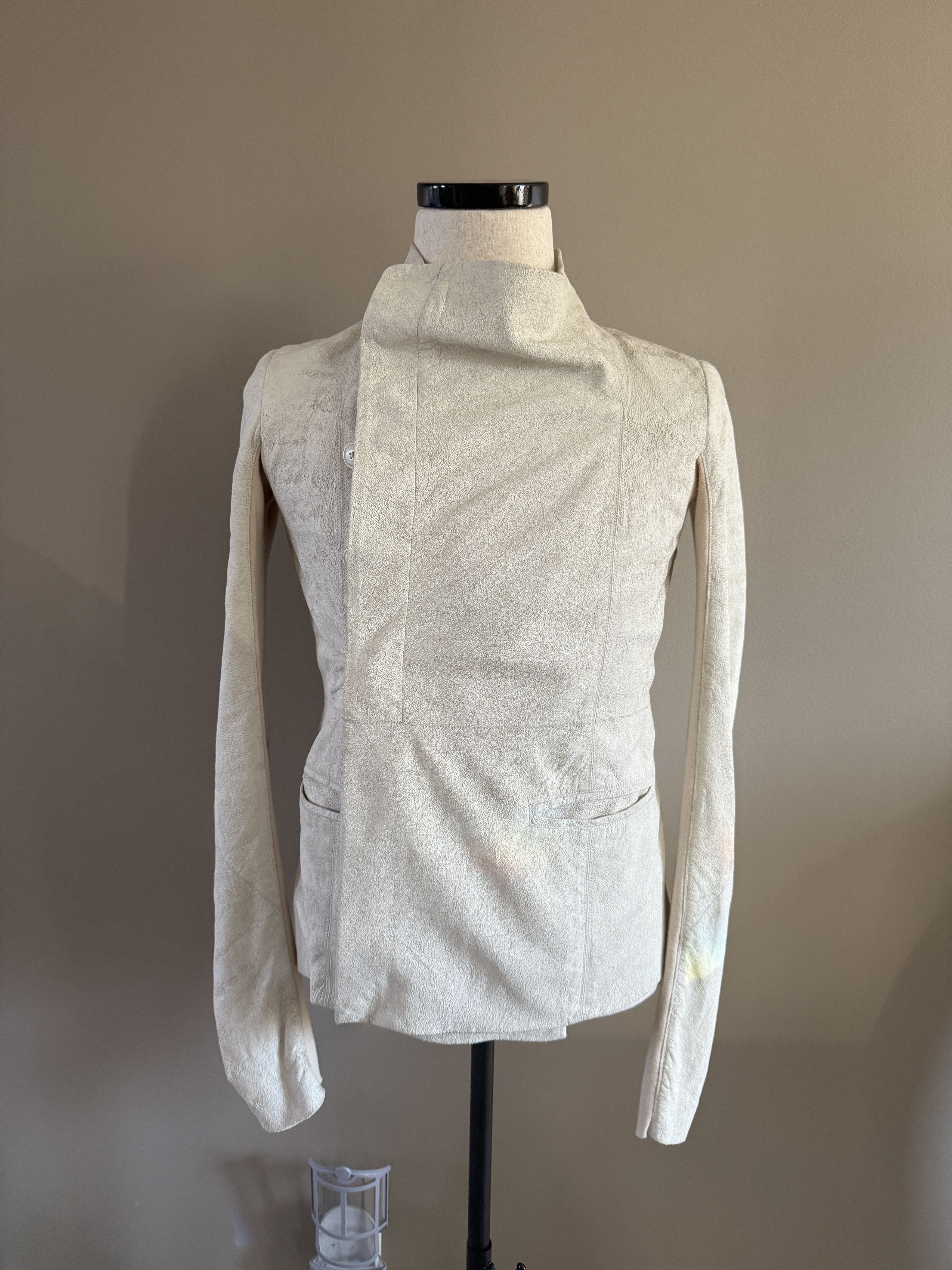 Rick Owens Rick Owens White Blistered Leather Jacket Size US XS / EU 42 / 0 - 1 Thumbnail
