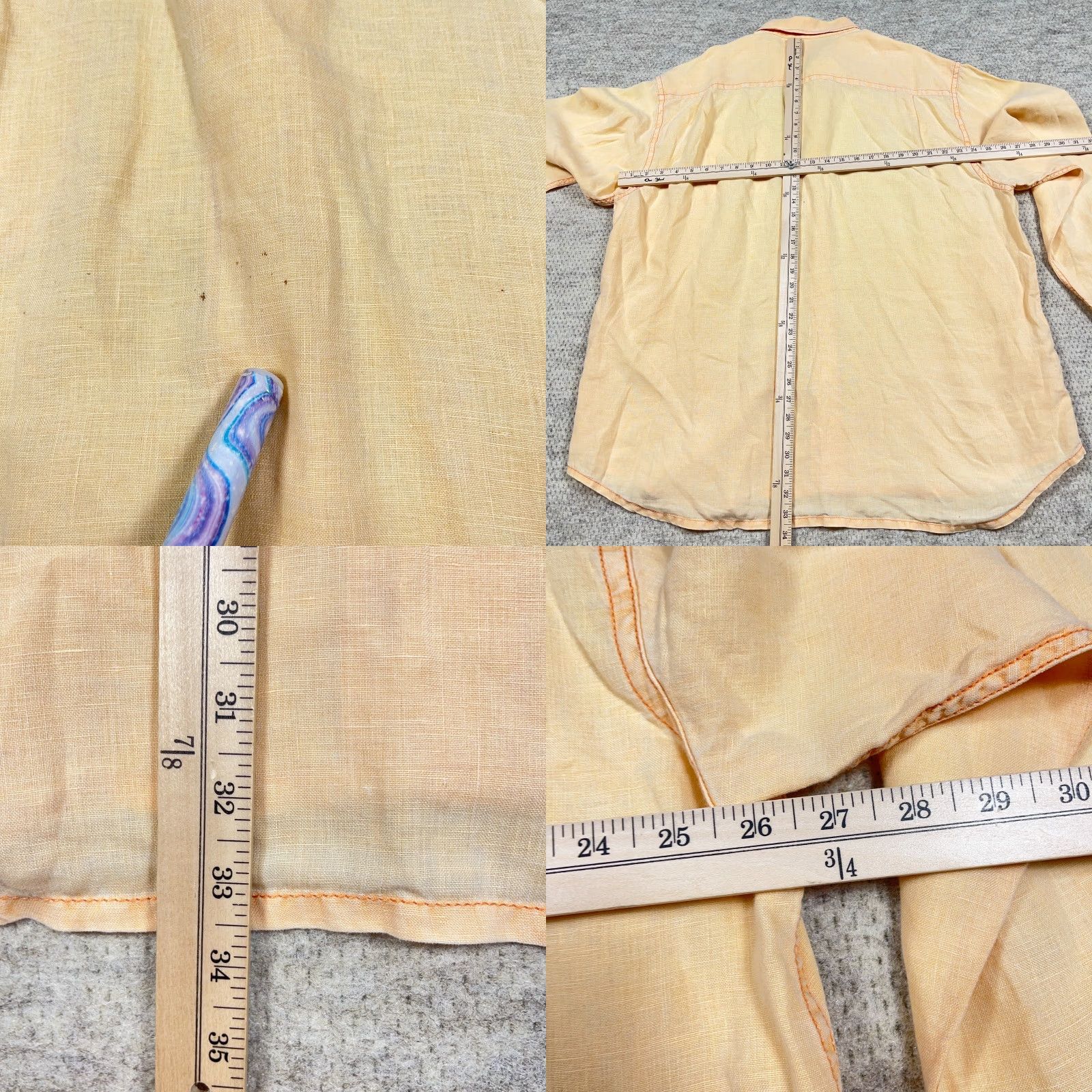 Tommy Bahama VINTAGE Tommy Bahama Shirt Men XL Yellow Linen Button Up Relax Hawaiian Camp Pocket Size US XL / EU 56 / 4 - 8 Thumbnail