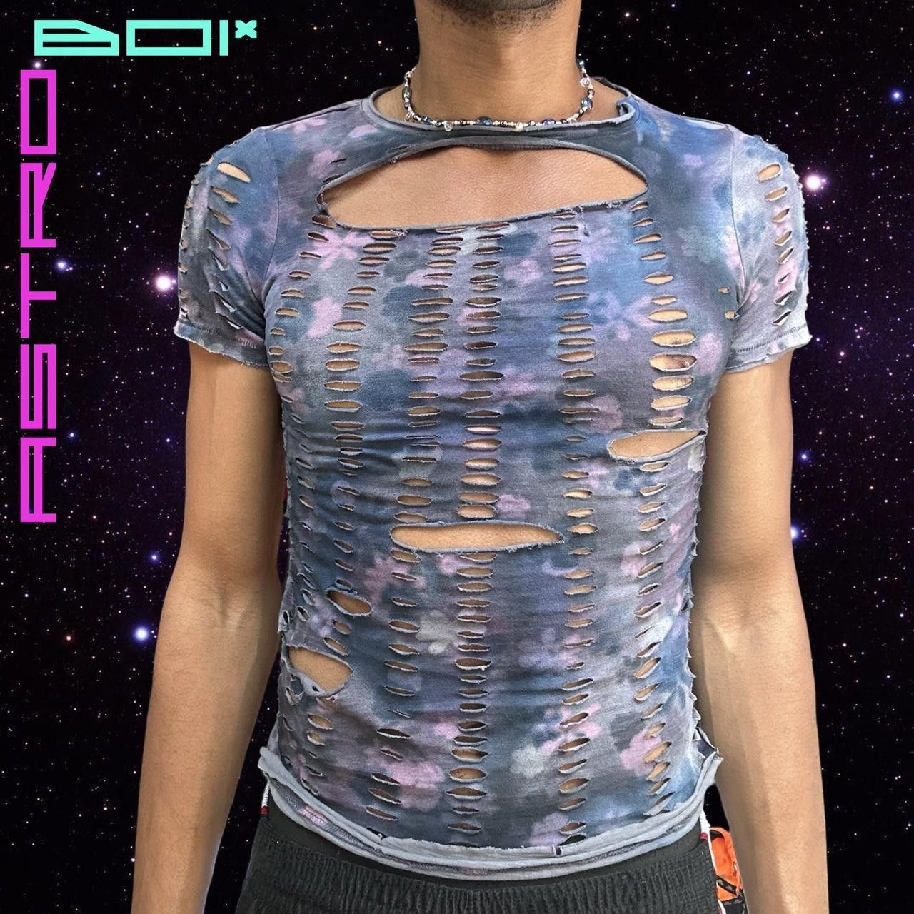 Other ASTROBOI* GREY PASTEL FLORAL PASTEL CUT OUT T-SHIRT _ XS Size US XS / EU 42 / 0 - 2 Thumbnail