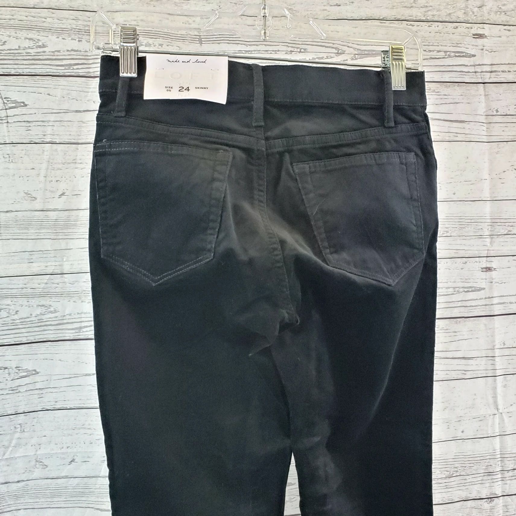 Loft Ann Taylor LOFT Womens Pants Sz 24 Velvet Skinny Black Mid Rise Cotton Blend Size 42" / US 20 - 4 Thumbnail