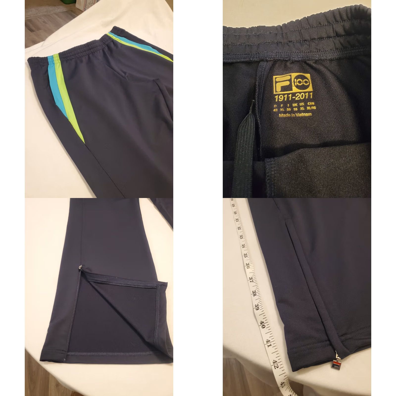 Fila VINTAGE FILA Sport Retro Jogger Track Pants Nylon Ankle Zipper Ladies XL Navy BLUE Wide-Leg New with Tags Women Track Pants Size 40" / US 18 - 8 Thumbnail