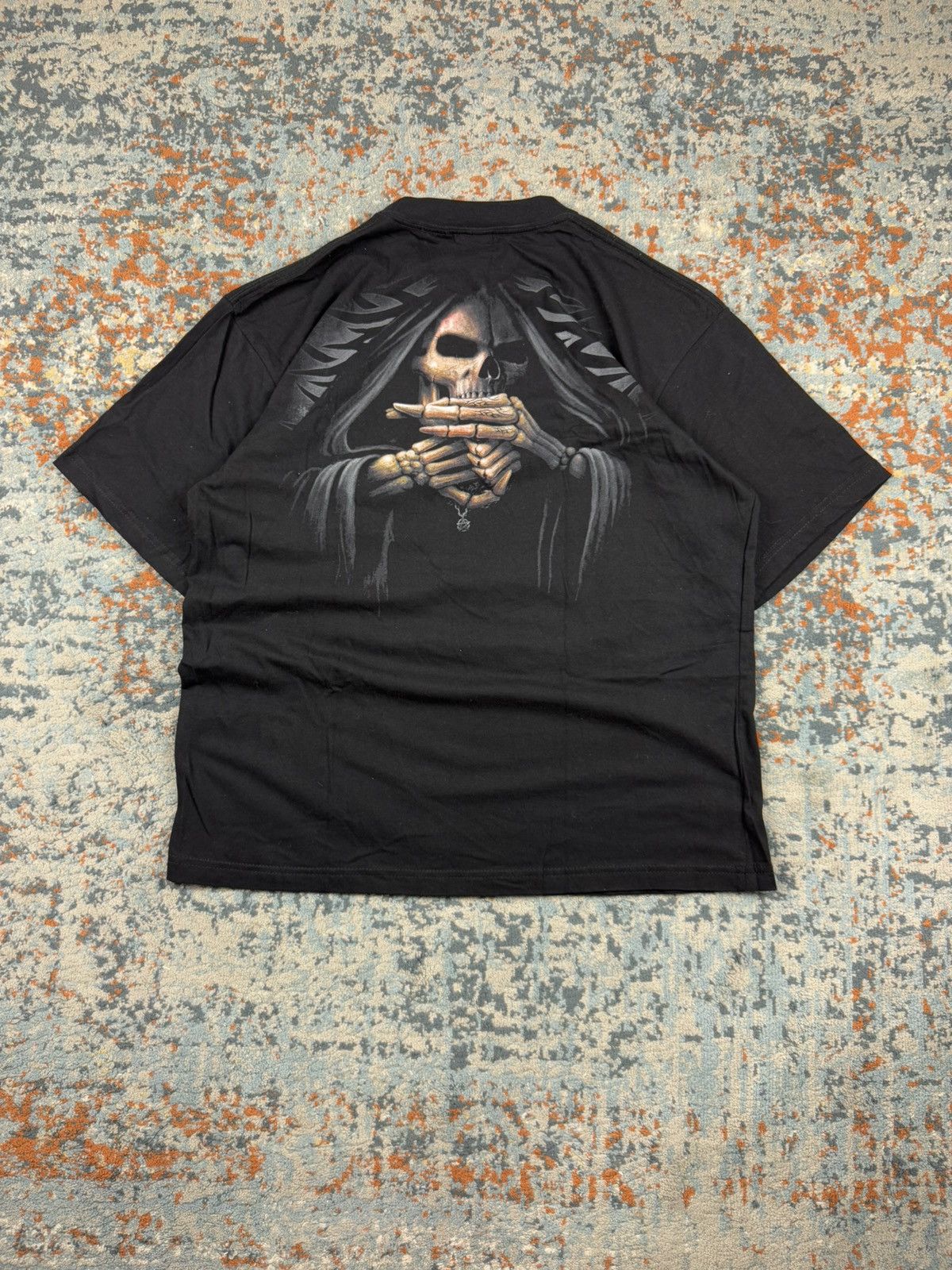 Vintage × West Coast Choppers Vintage 90s Spiral fuck you skull skeleton reaper tribal tee Size US XL / EU 56 / 4 - 2 Thumbnail