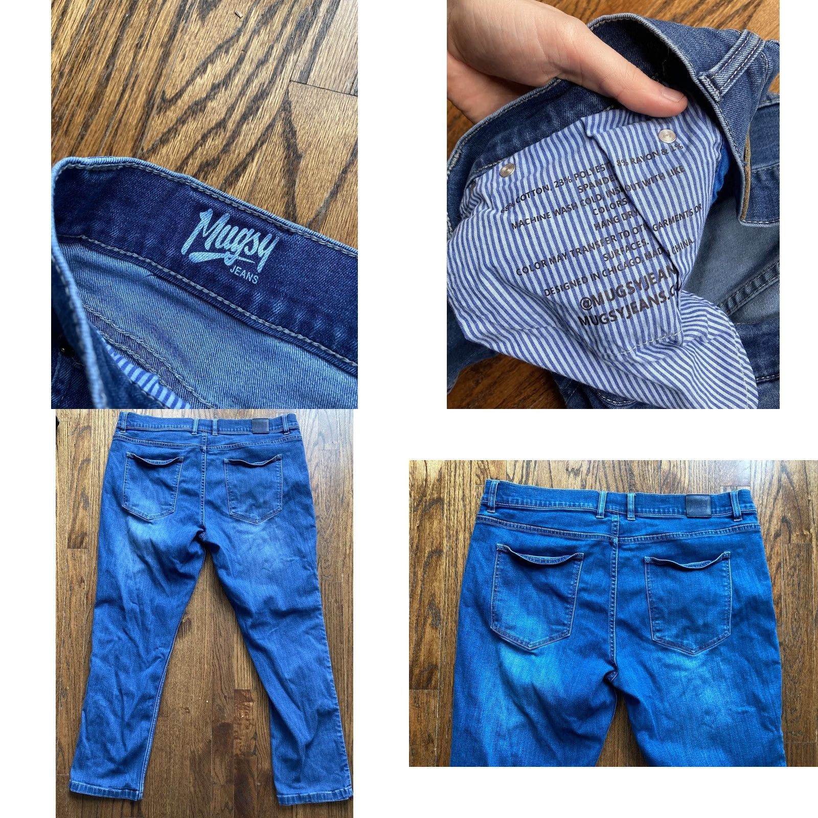 Denime Mugsy Jeans Kinzies FLX4NKZ Jeans Regular 40x29 Blue Denim Men Cotton Blend Stretch Straight 5-Pocket Mugsy Jeans Regular Fit Size US 40 / EU 56 - 8 Thumbnail