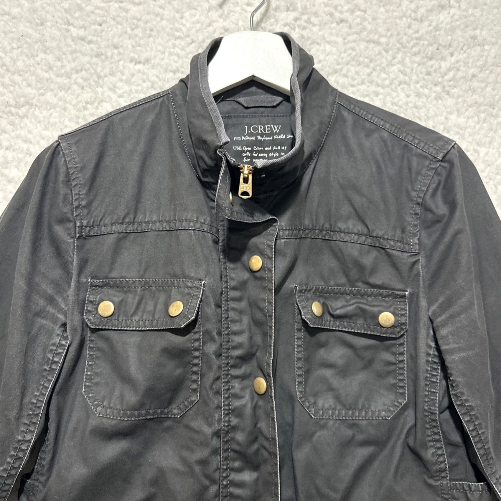J.Crew J.CREW Jacket Charcoal Black Waxed Relaxed Boyfriend Field Elbow Patches Size S Women Military Jacket Size S / US 4 / IT 40 - 4 Thumbnail