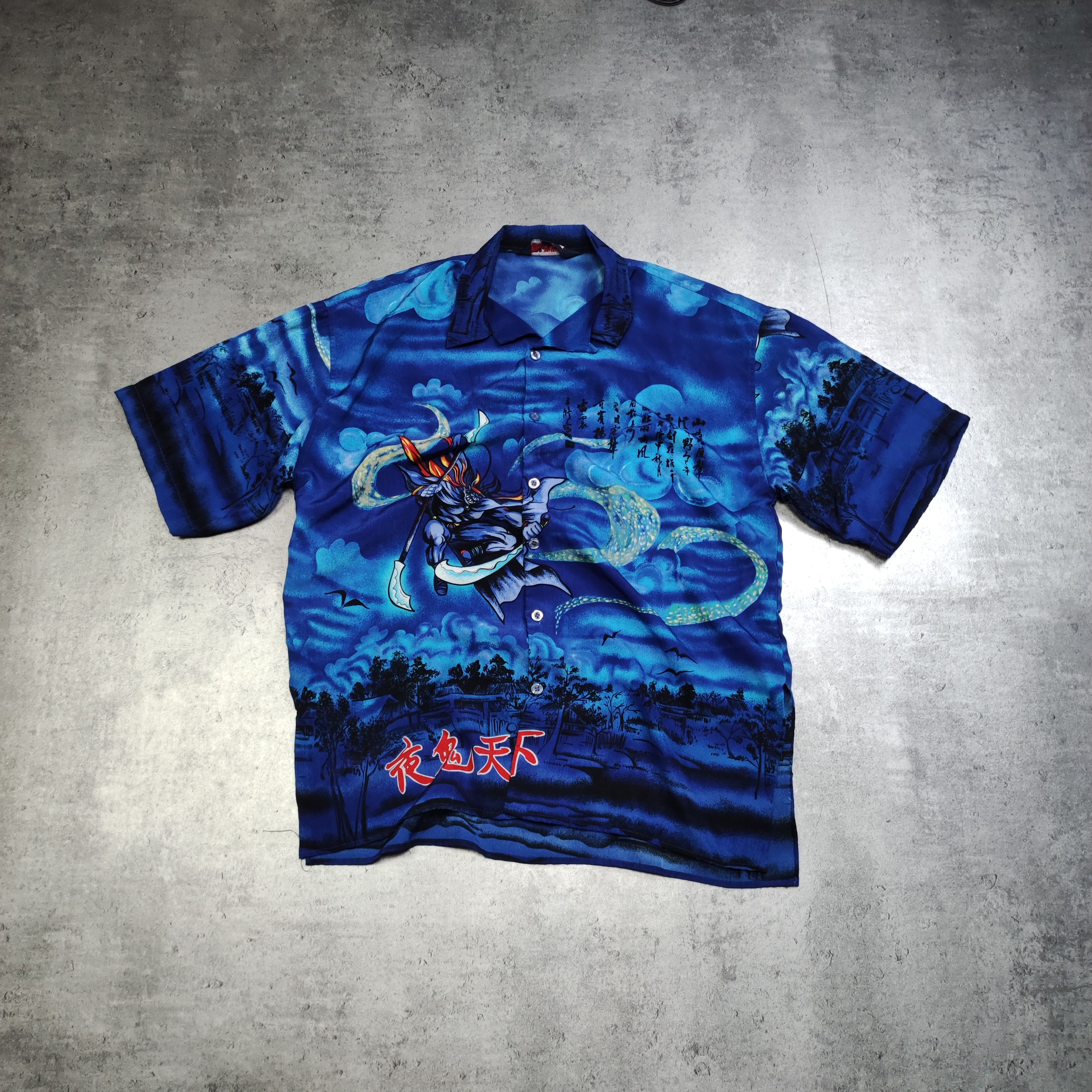 Japanese Brand × Vintage Vintage y2k RARE Archive Japanese Dragon Over Print Shirt Size US XL / EU 56 / 4 - 1 Thumbnail
