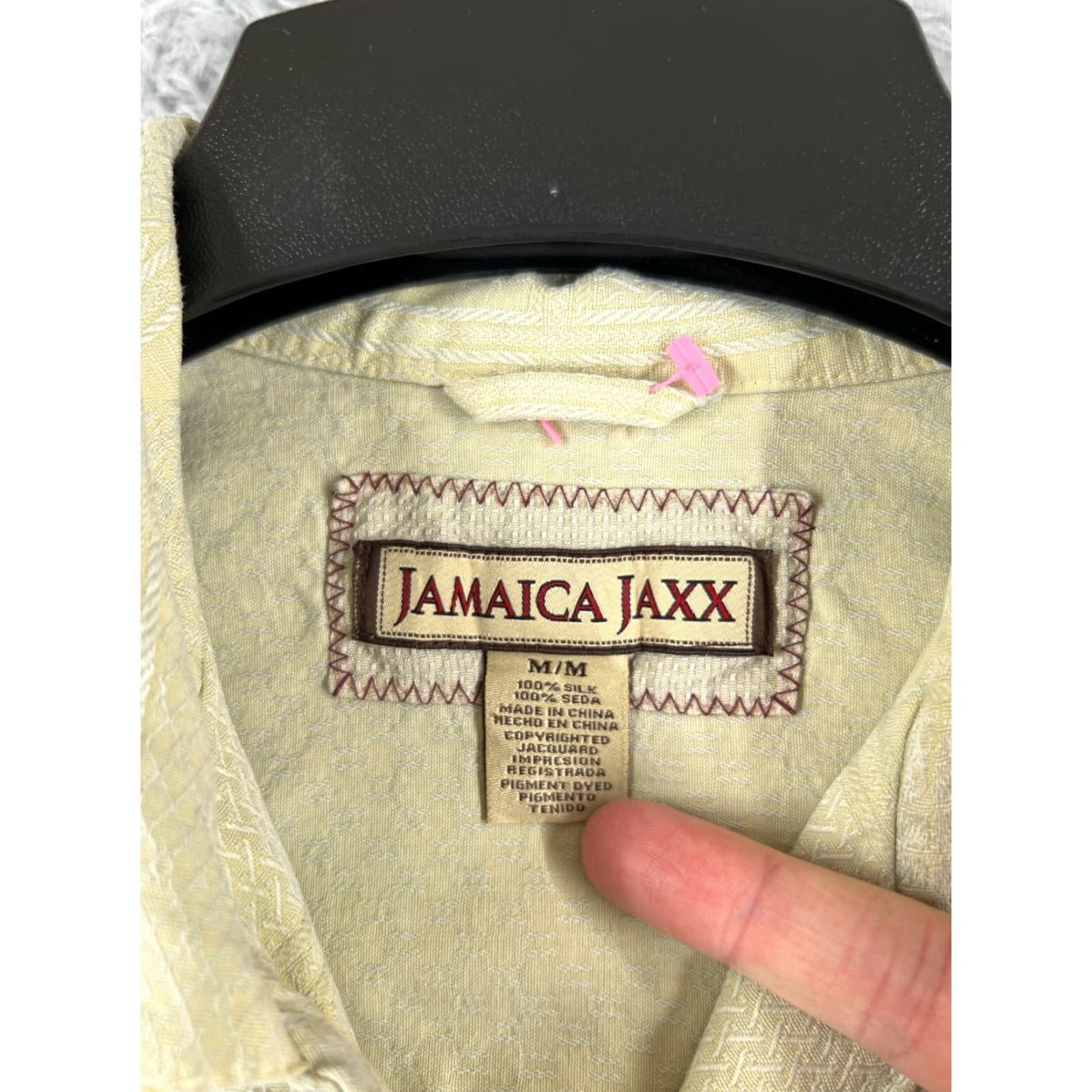 Vintage VINTAGE Jamaica Jaxx Shirt Men Medium Yellow Pineapple Palm Tree Tile Pattern Silk READ Size US M / EU 48-50 / 2 - 7 Thumbnail