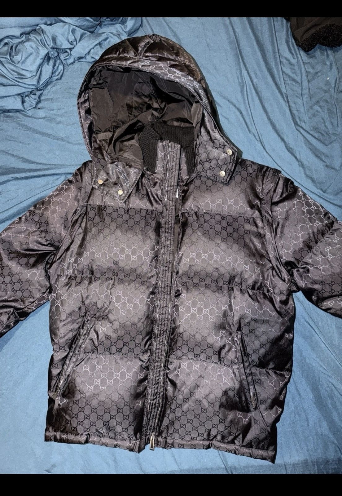 Gucci GUCCI black GG logo nylon puffer jacket 2 in 1 (vest) men Size US L / EU 52-54 / 3 - 1 Thumbnail