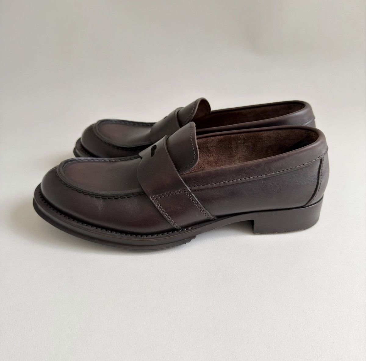 Prada Dark Brown Leather Chunky Loafers Size US 11 / EU 44 - 2 Thumbnail